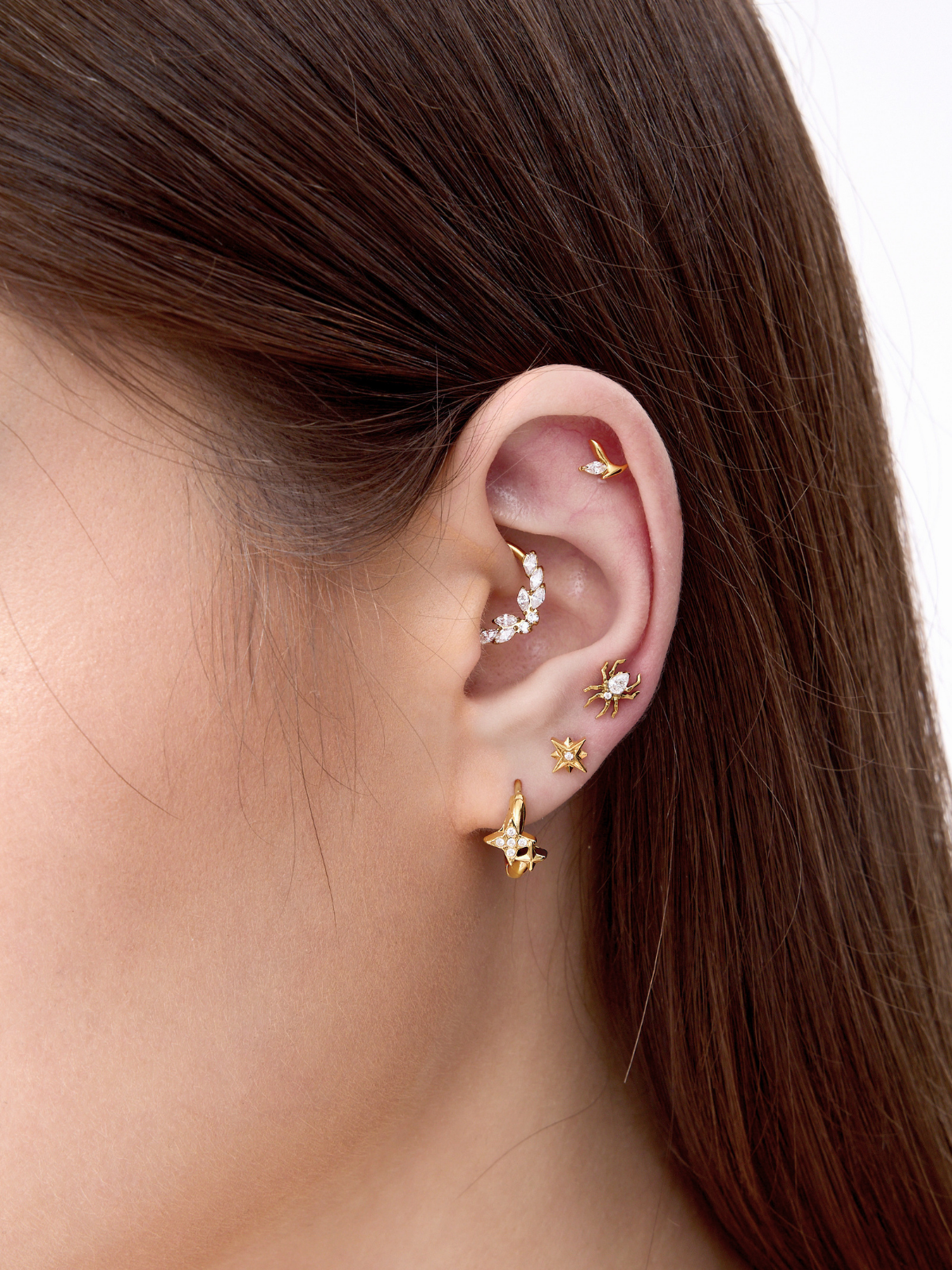 Spider Gem Titanium Flat Back Stud (Single)