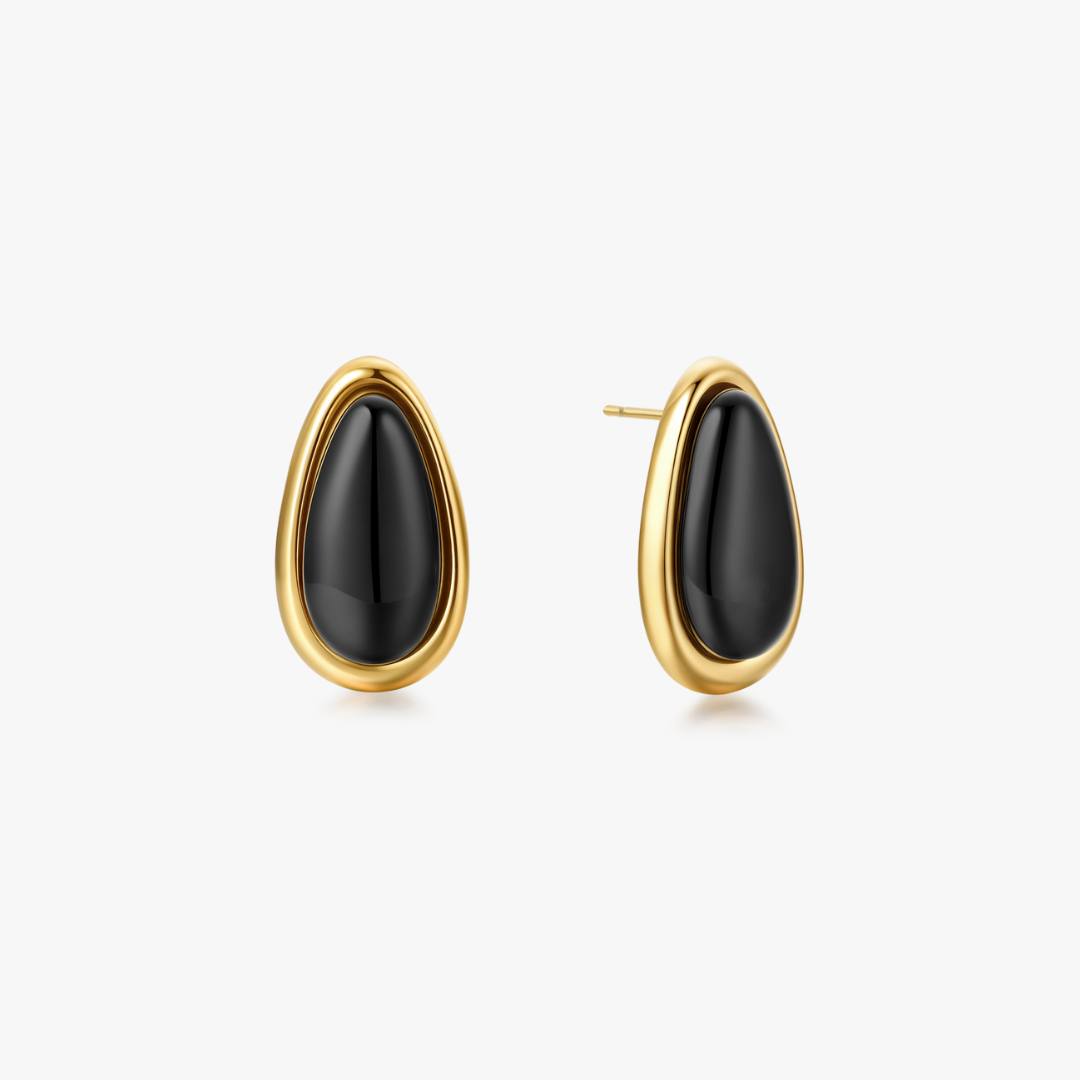 Talia Black Gem Tear Drop Earrings