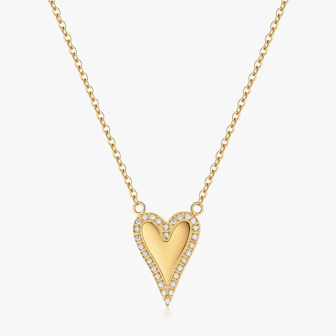 Pave Long Heart Necklace