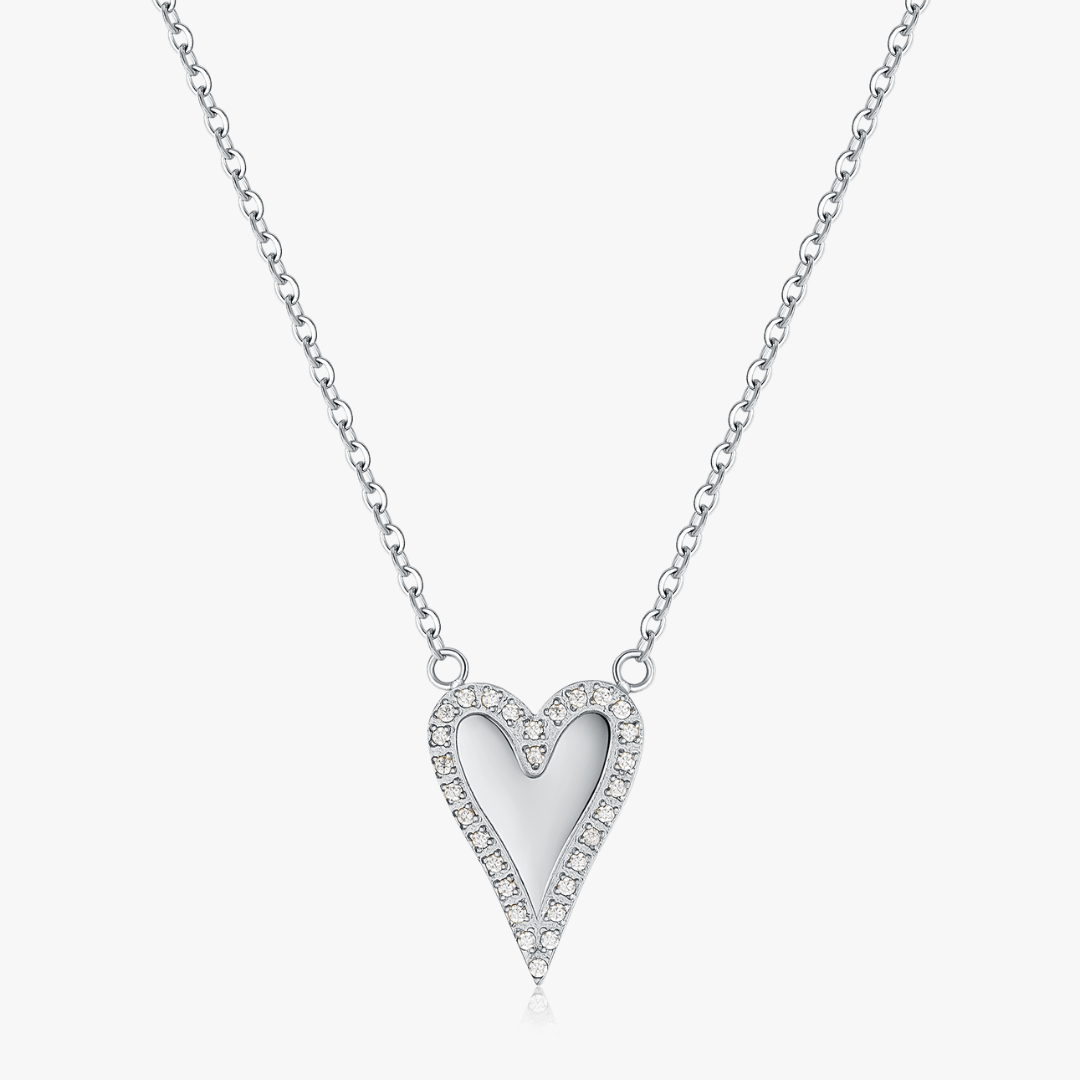 Pave Long Heart Necklace