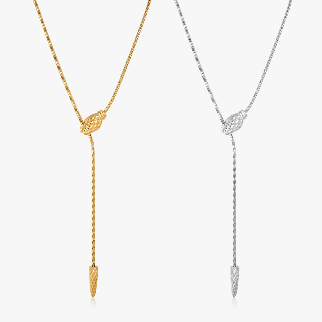 Geometric Snake Lariat Necklace