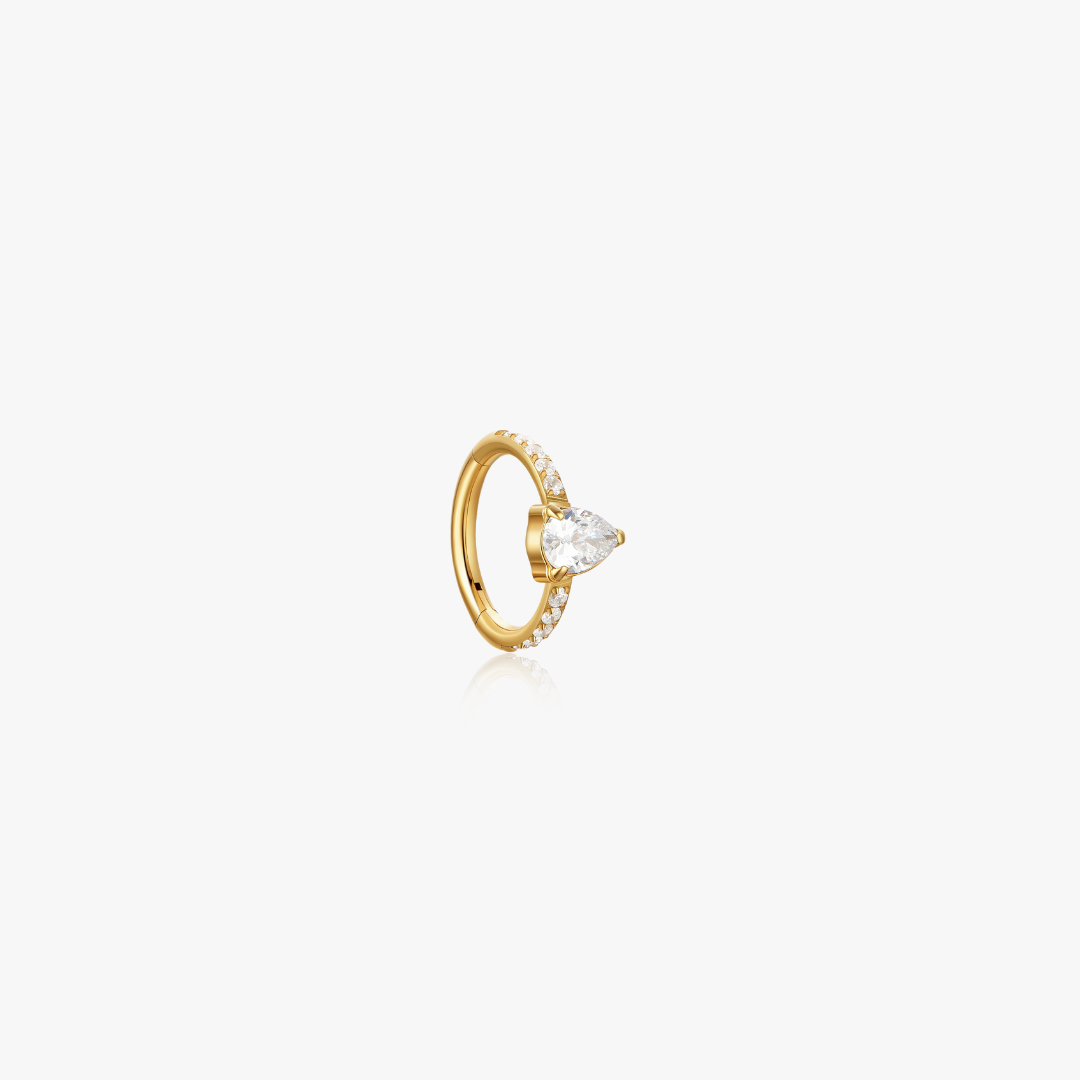 Pave Pear Gem Clicker Hoop