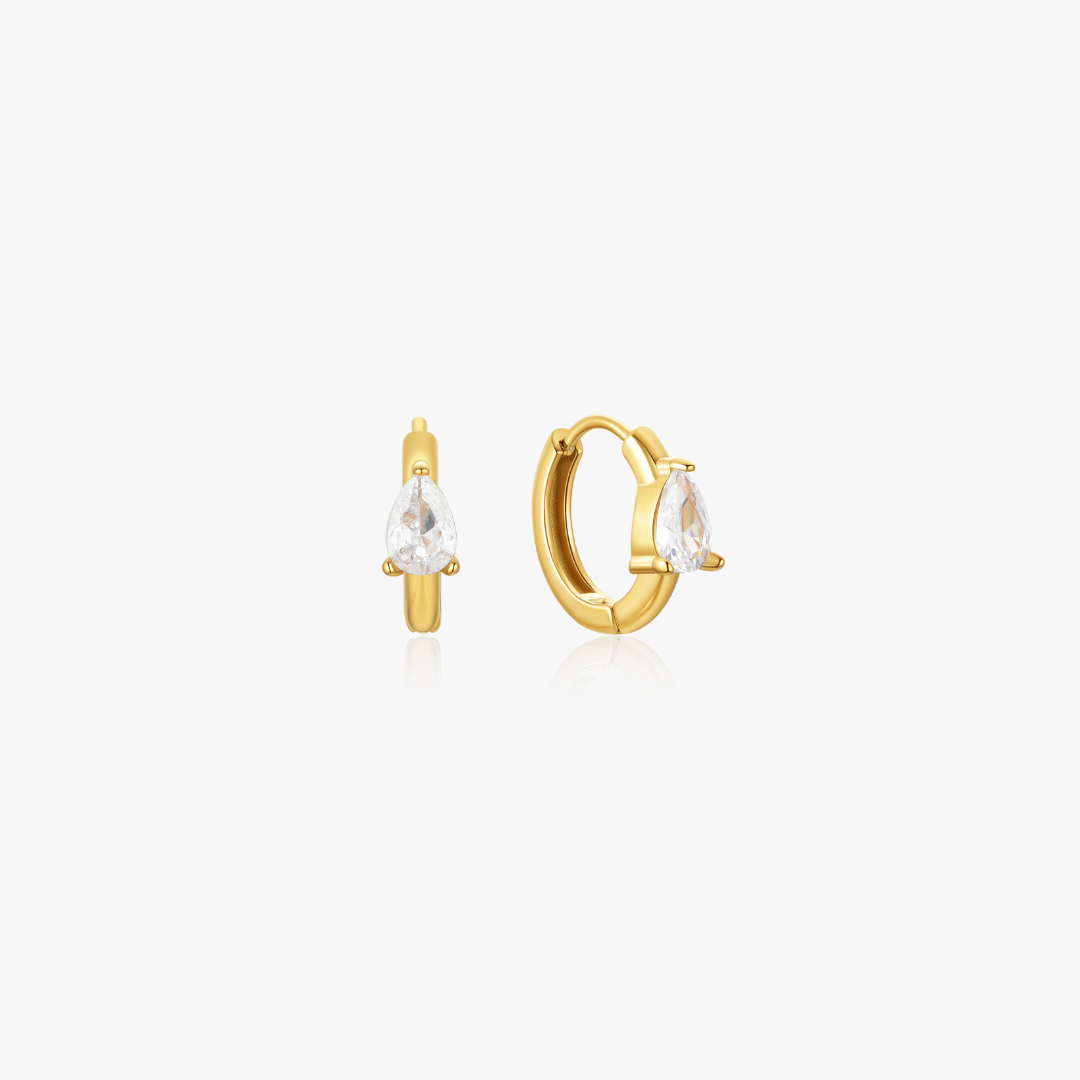 Selene Pear Gem Mini Hoops