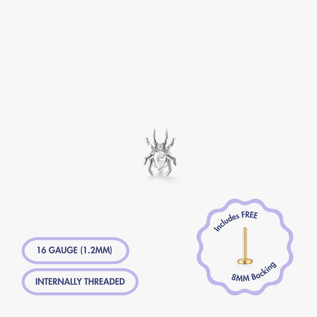 Spider Gem Titanium Flat Back Stud (Single)