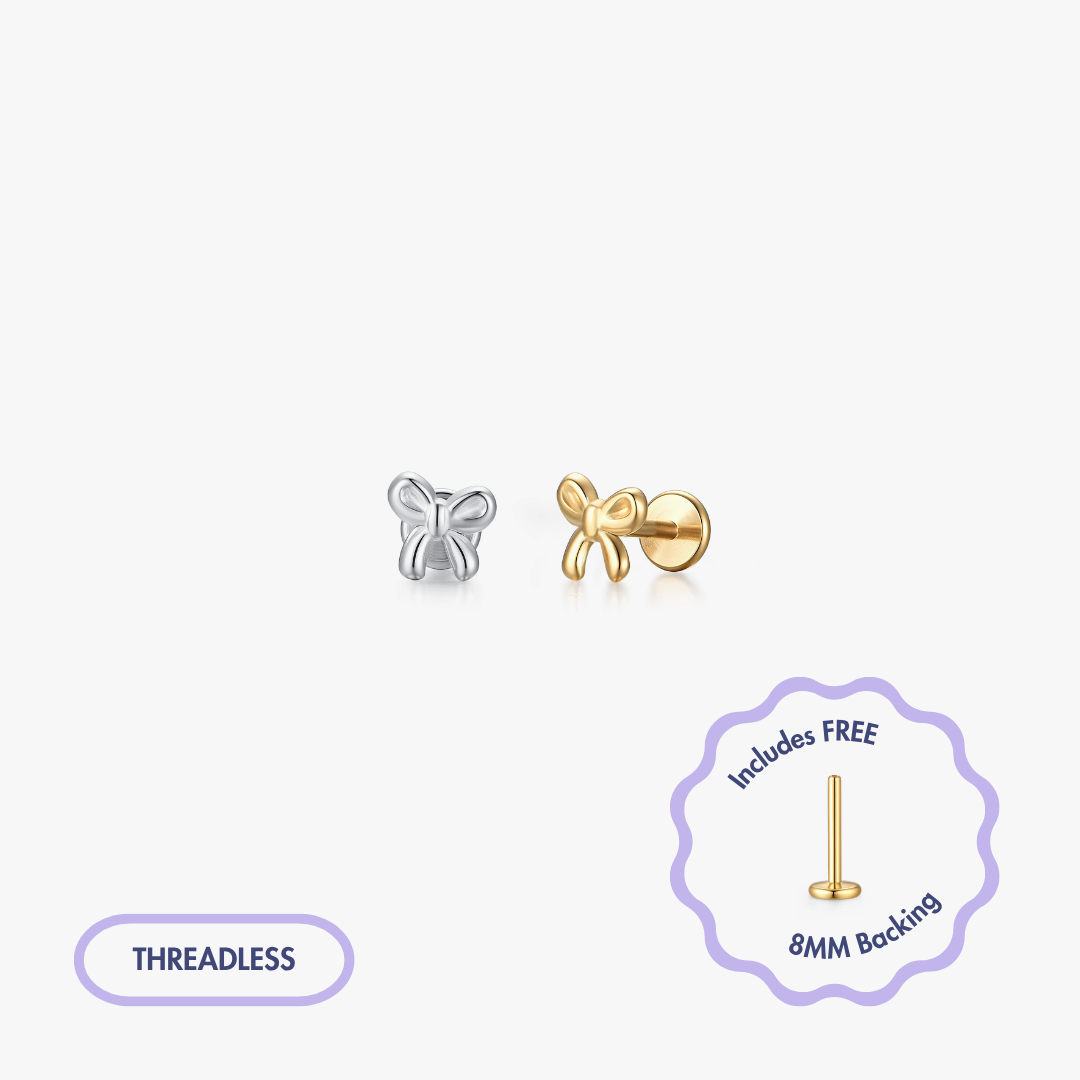 Storybook Bow Titanium Flat Back Stud