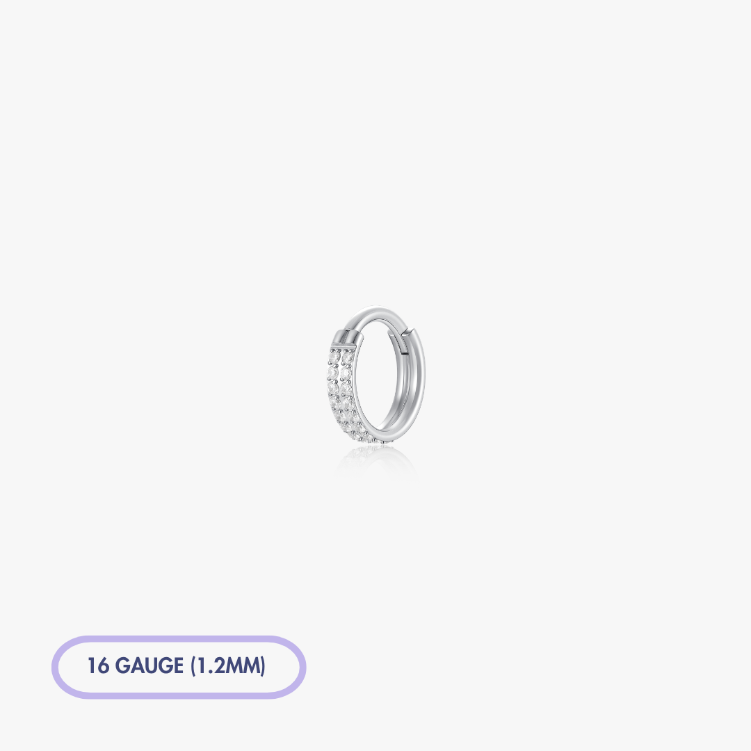 Double Stacked Pave Gem Titanium Clicker Hoop (Single)