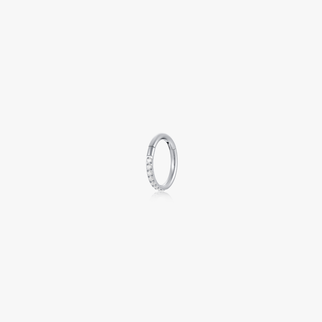 Pave Front Gem Titanium Clicker Hoop (Single)