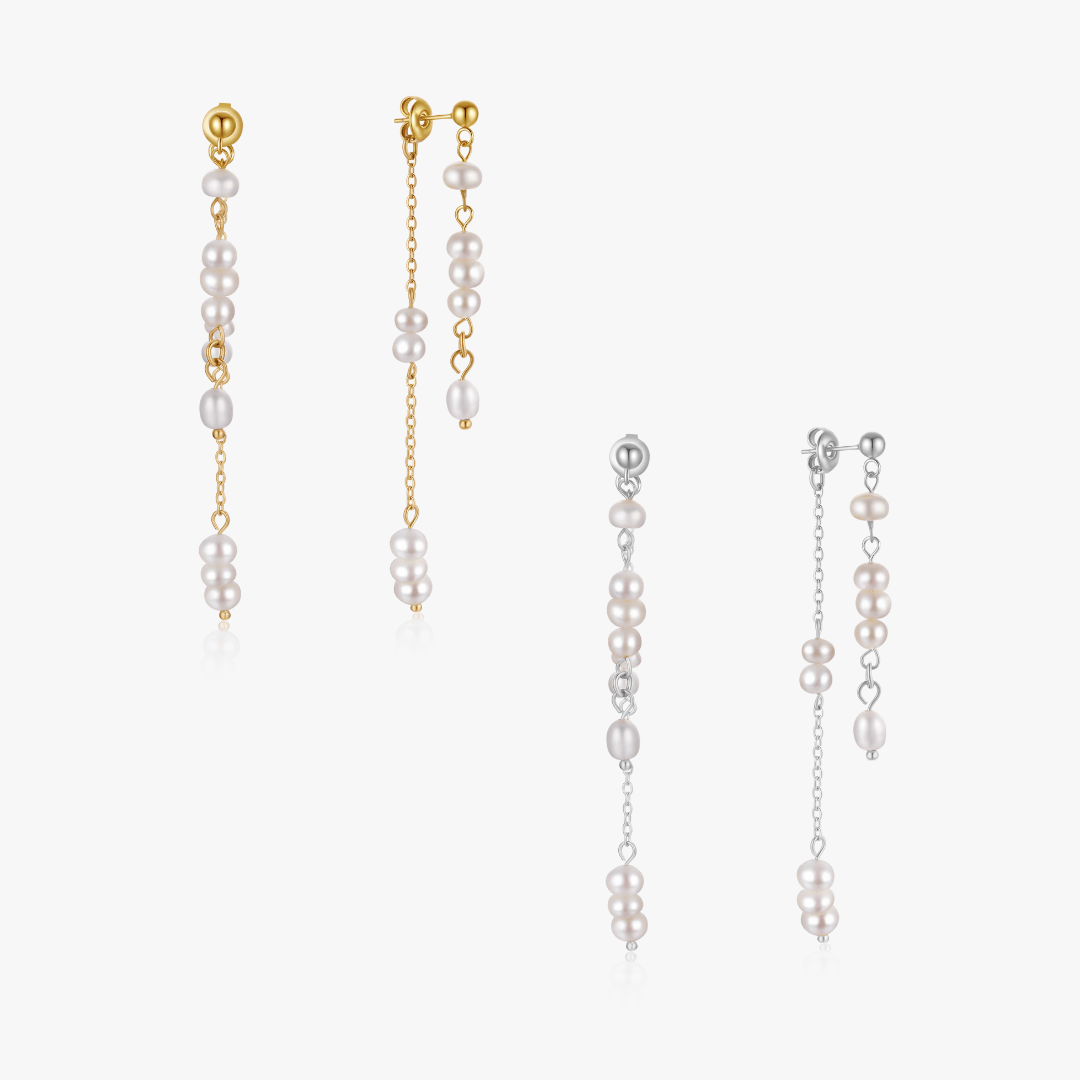 Amber Dangling Pearl Earrings - Flaire & Co.