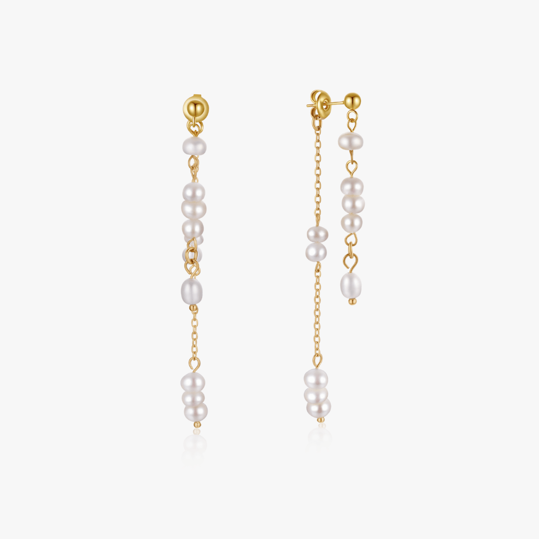 Amber Dangling Pearl Earrings - Flaire & Co.