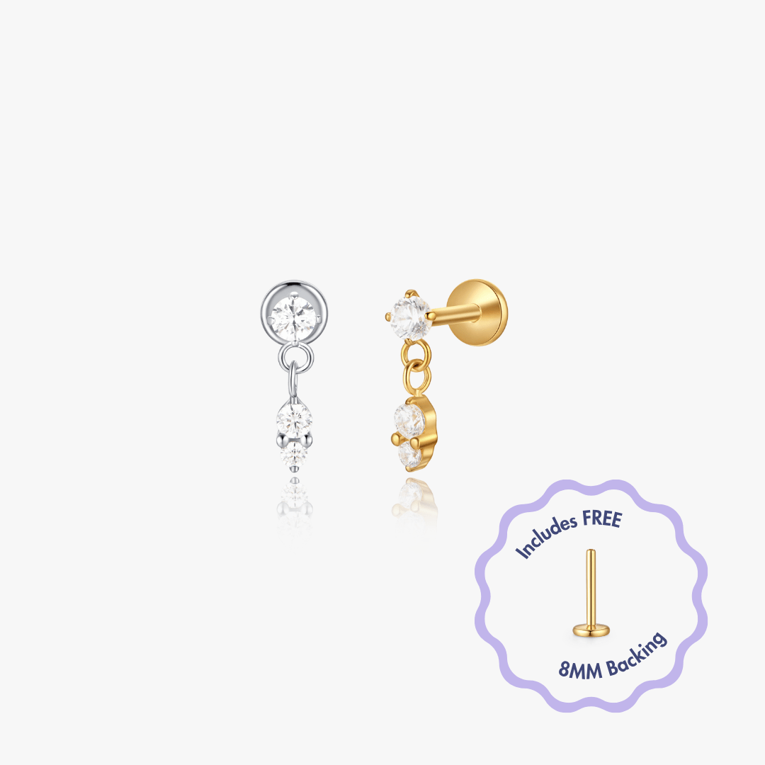 Arden Titanium Flat Back Stud (Single) - Flaire & Co.