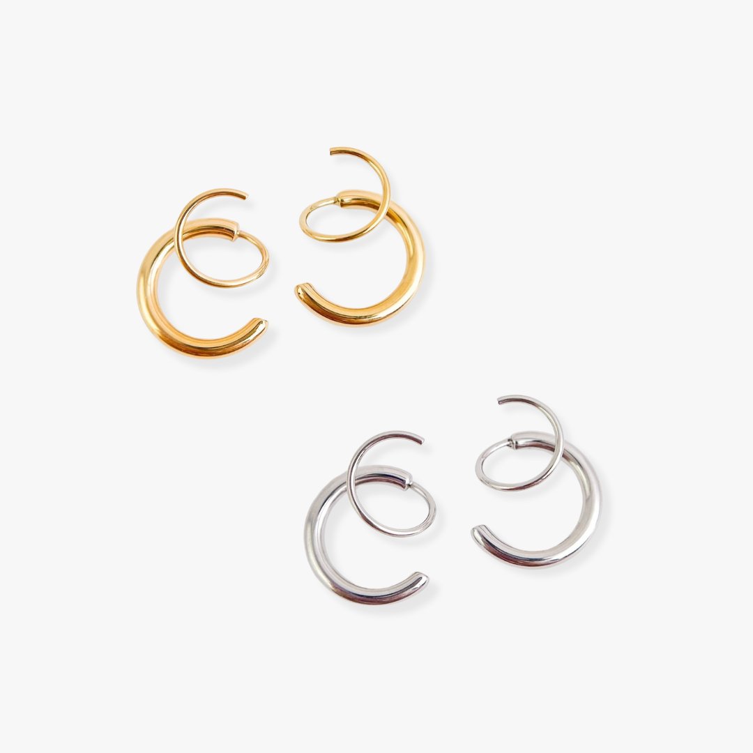 Aria Faux Double Hoop Earrings - Flaire & Co.