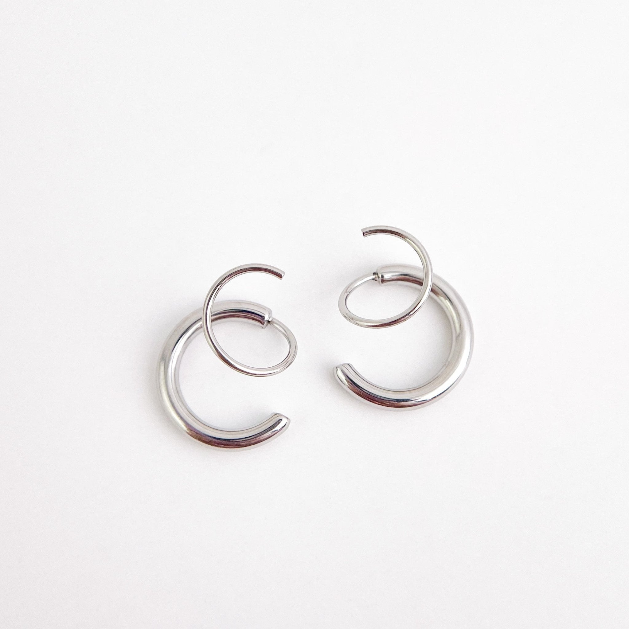 Aria Faux Double Hoop Earrings - Flaire & Co.