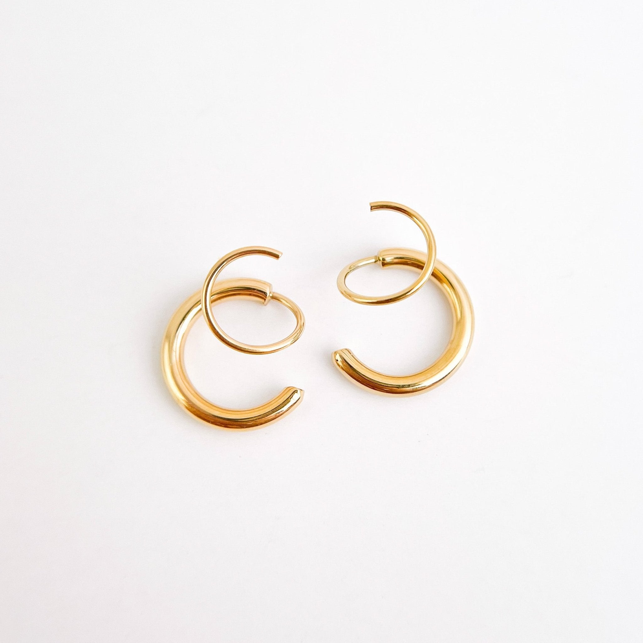 Aria Faux Double Hoop Earrings in Gold - Flaire & Co.