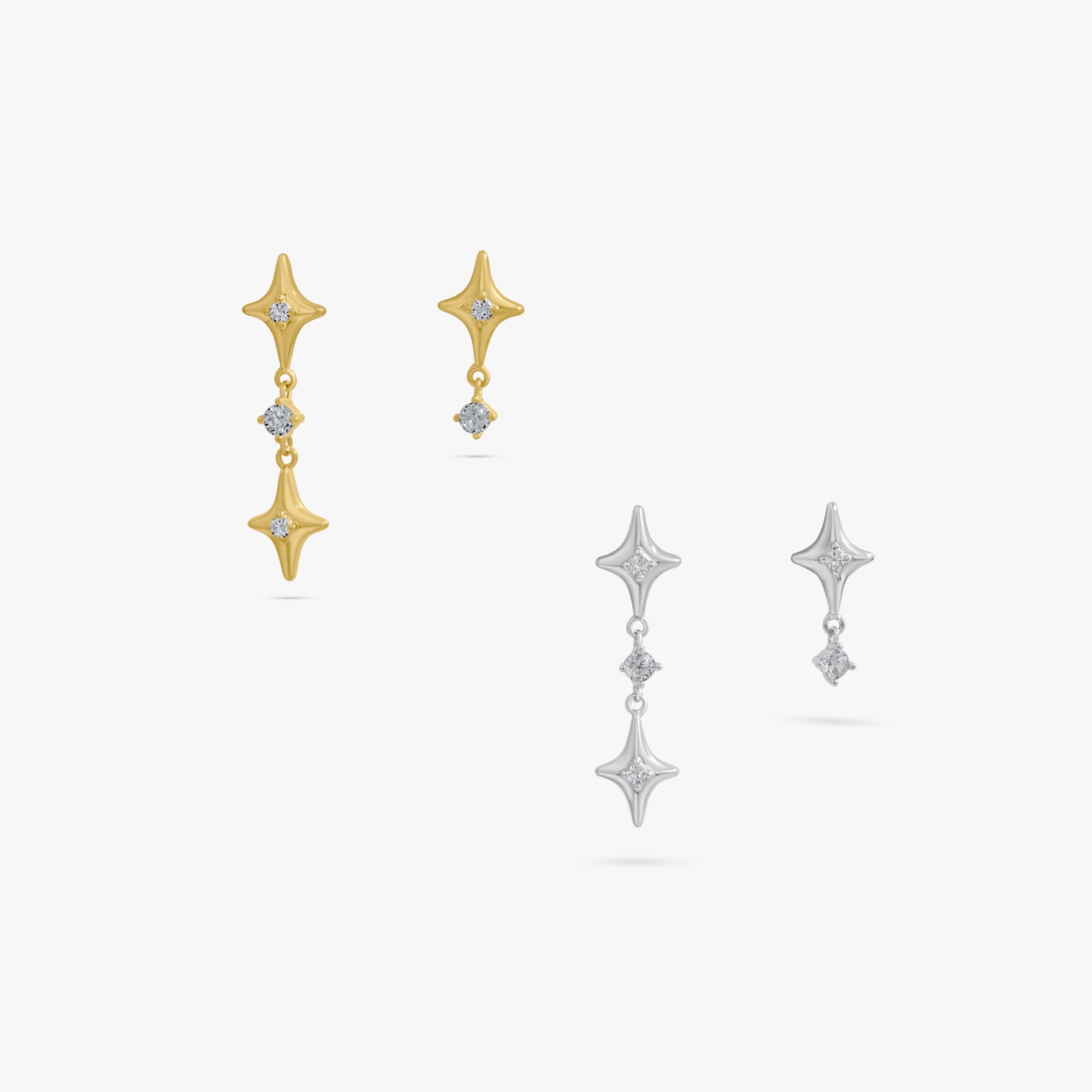 Asymmetrical Dangling Stars Earrings - Flaire & Co.