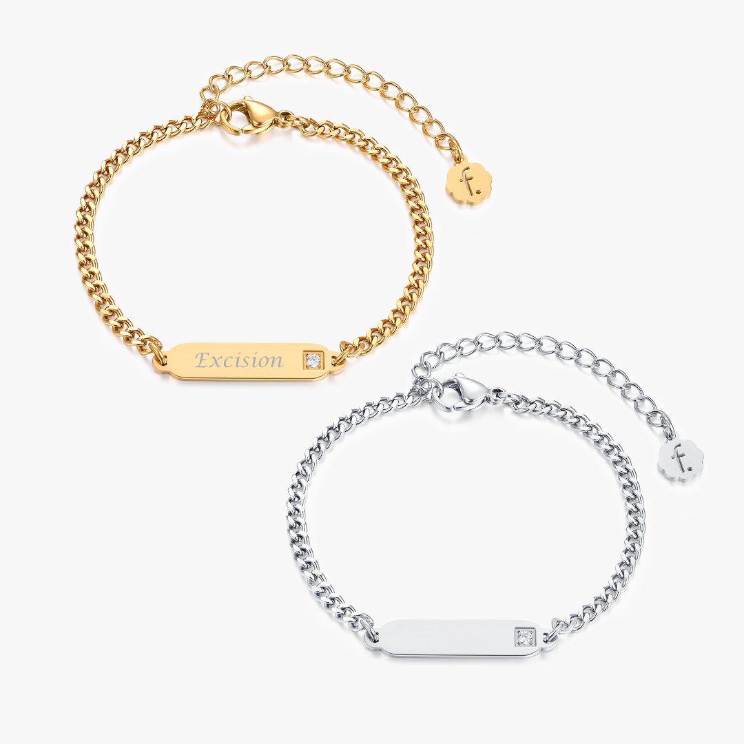 Bar Gem Engravable Bracelets - Main Image