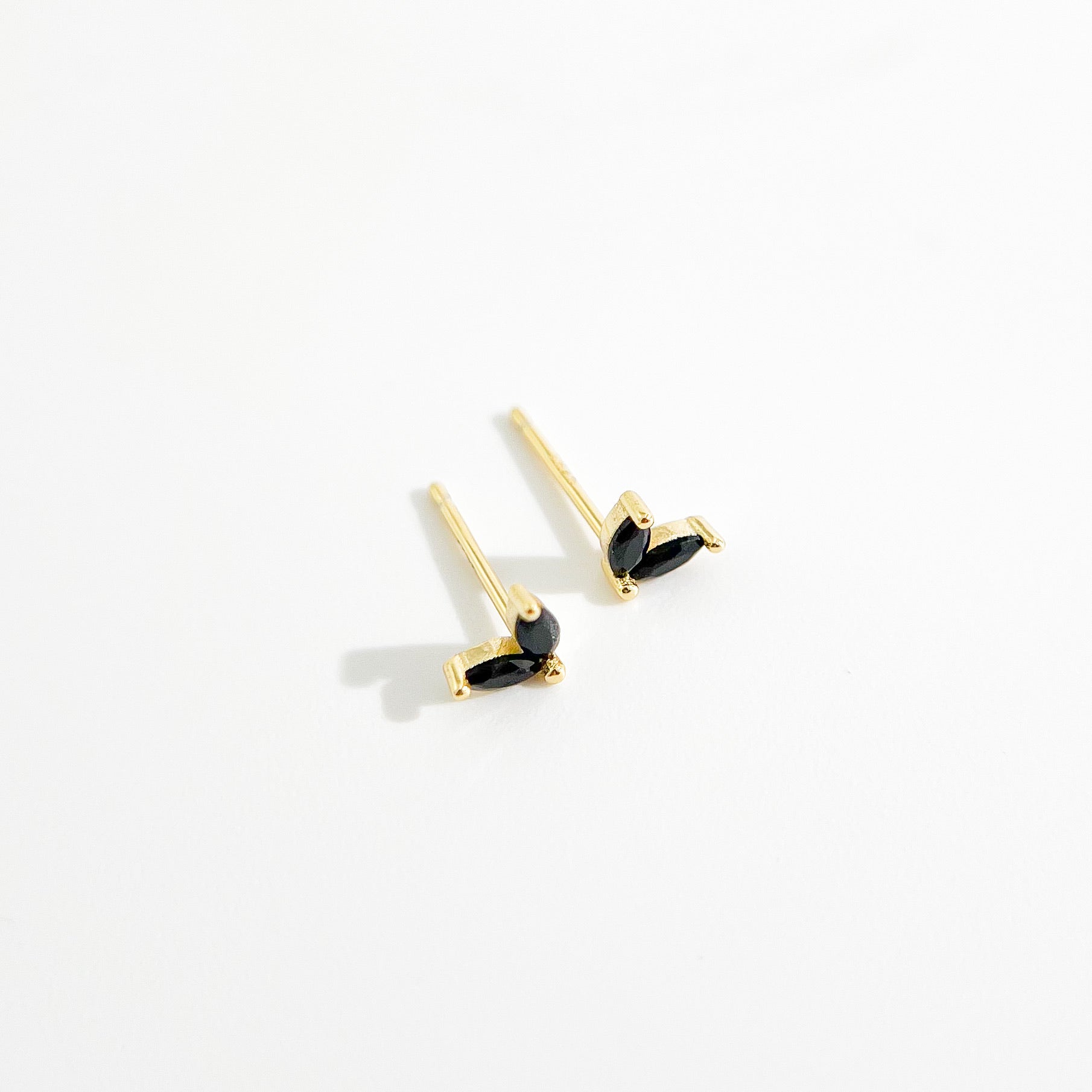 Black Sprout Sterling Studs in Gold - Flaire & Co.