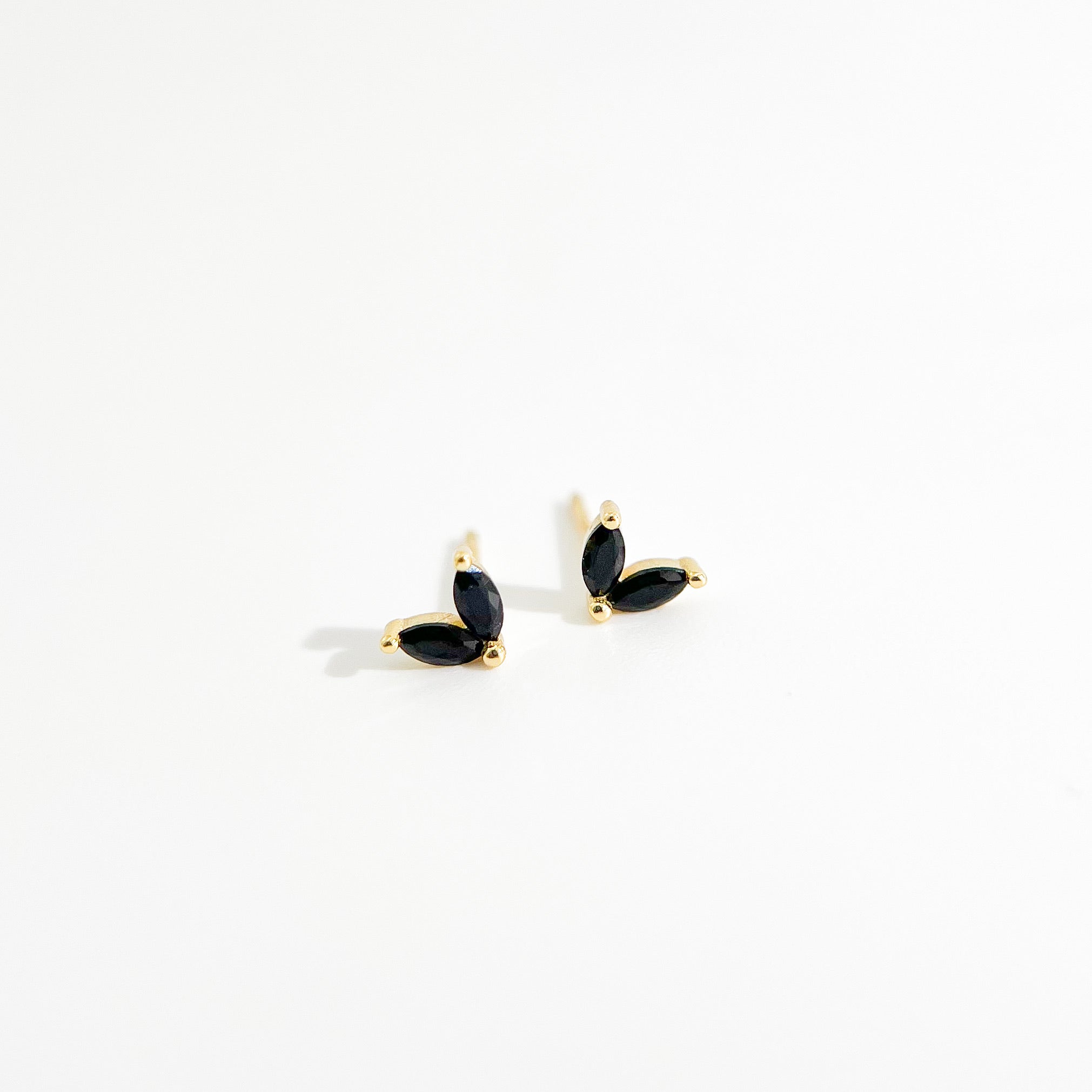 Black Sprout Sterling Studs in Gold - Flaire & Co.