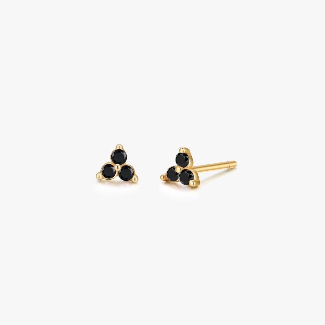 Black Twinkle Sterling Studs in Gold - Flaire & Co.