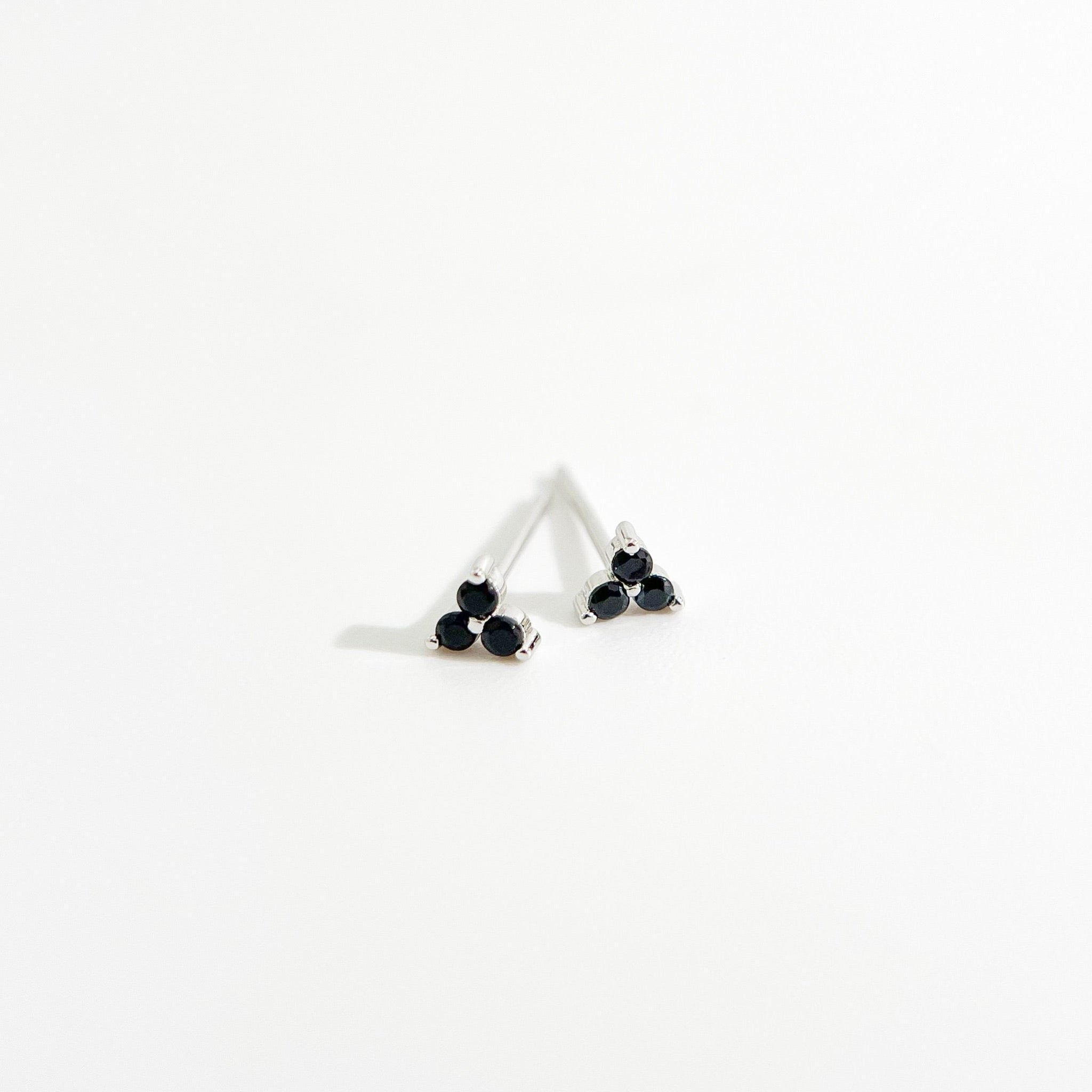 Black Twinkle Sterling Studs in Silver - Flaire & Co.