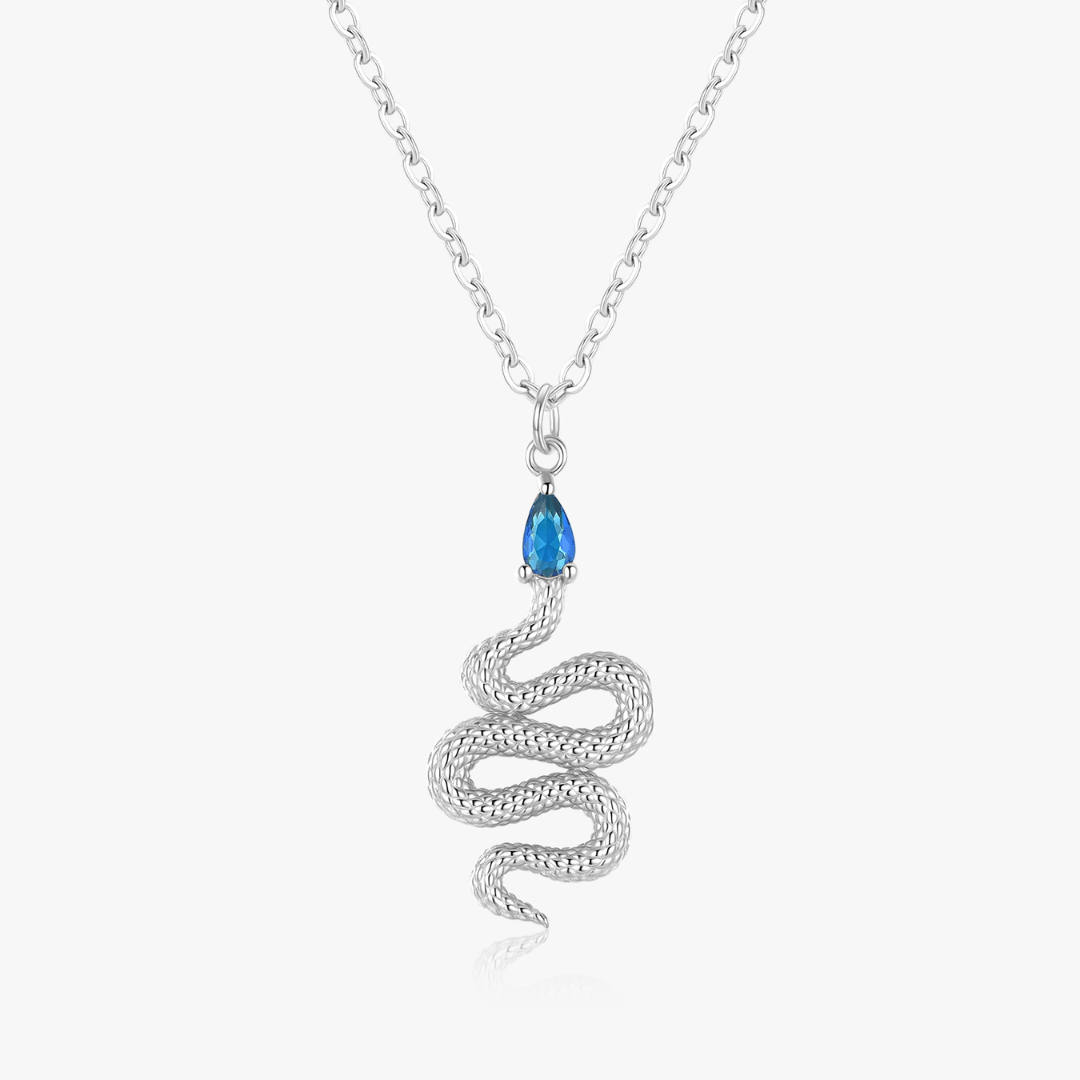 Blue Gem Snake Necklace - Flaire & Co.