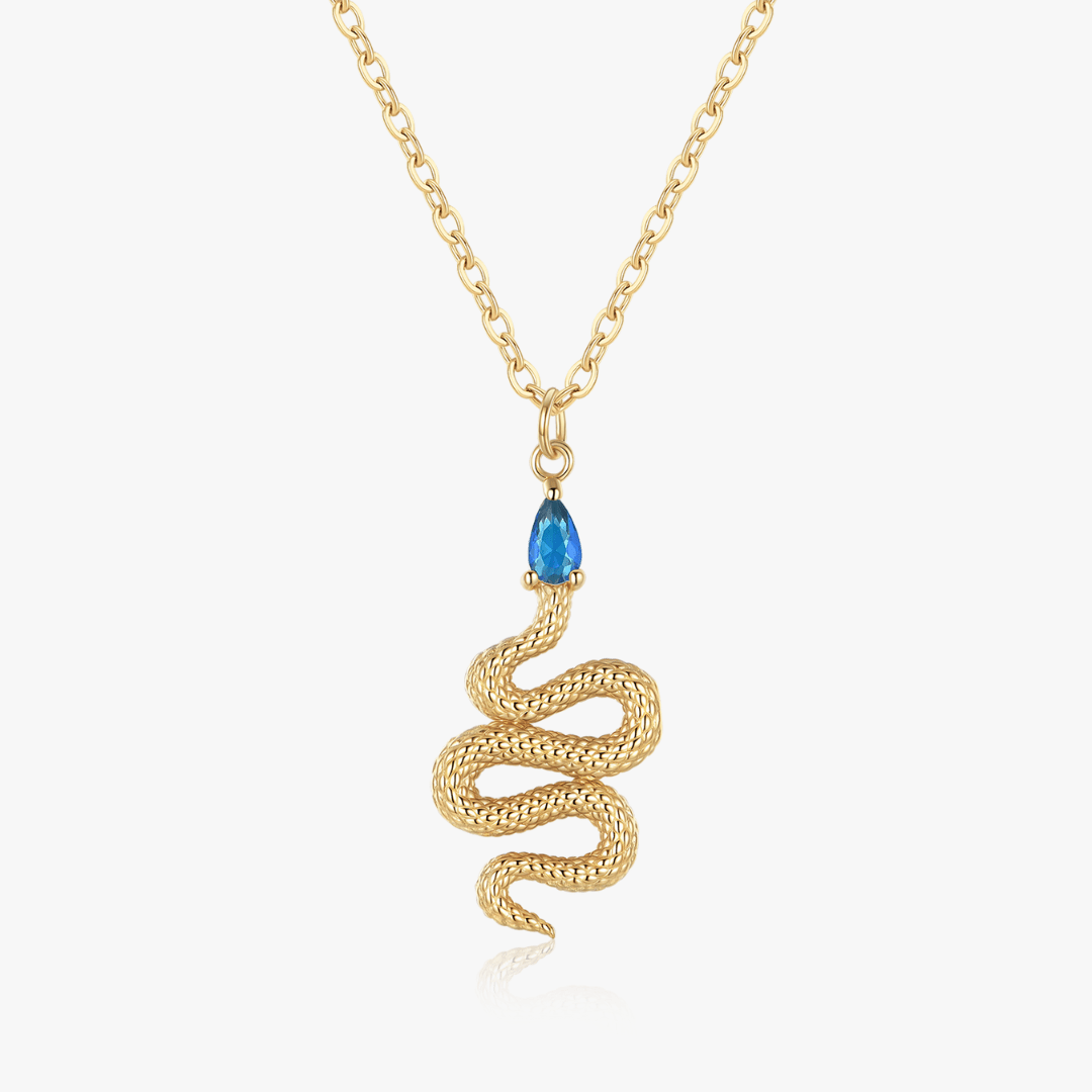 Blue Gem Snake Necklace - Flaire & Co.