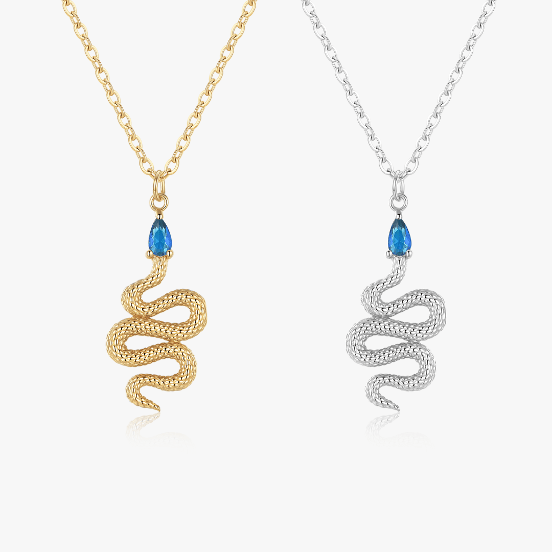 Blue Gem Snake Necklace - Flaire & Co.