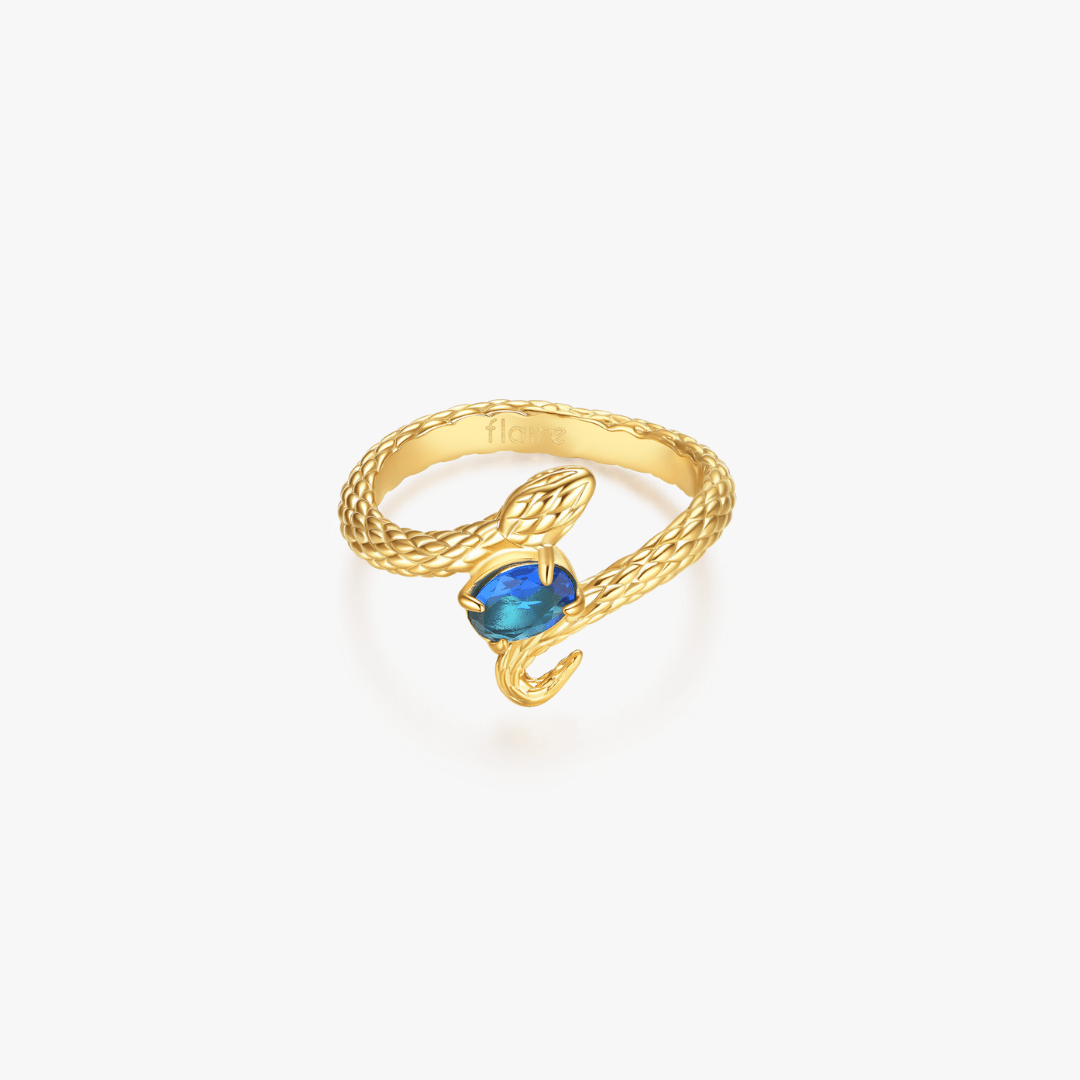 Blue Gem Snake Ring - Flaire & Co.