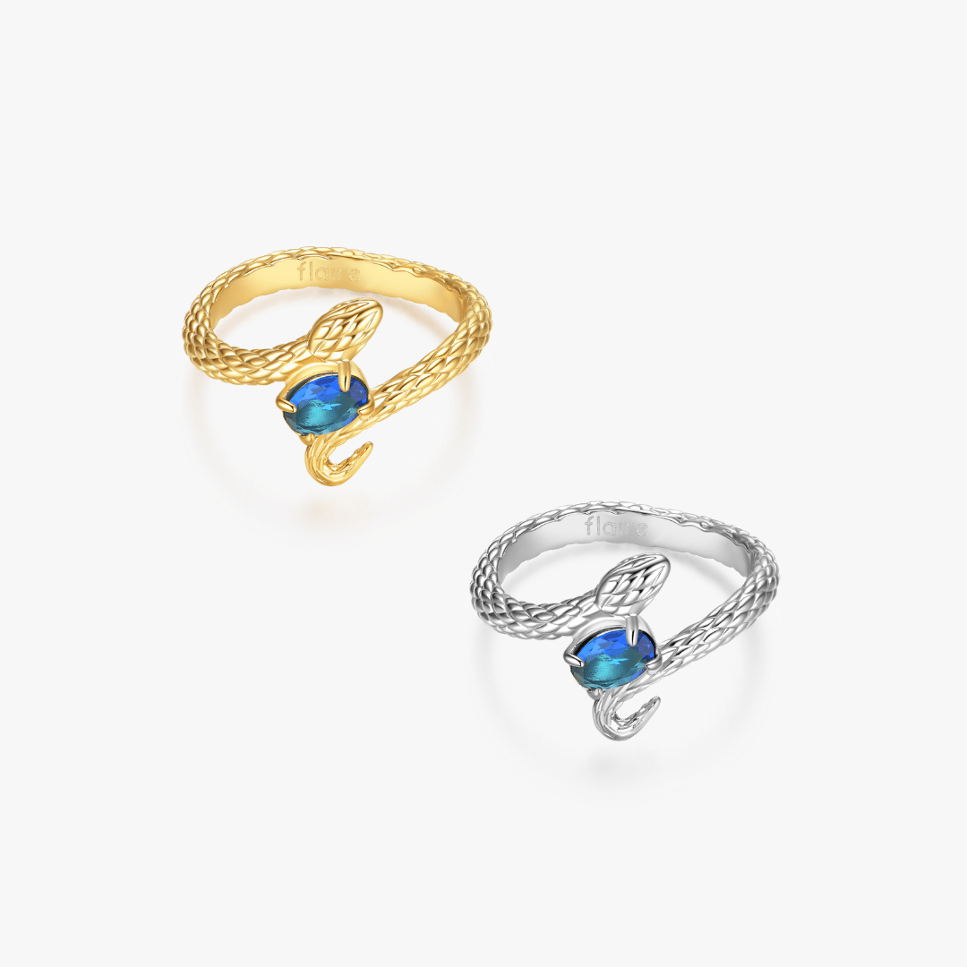 Blue Gem Snake Ring - Flaire & Co.