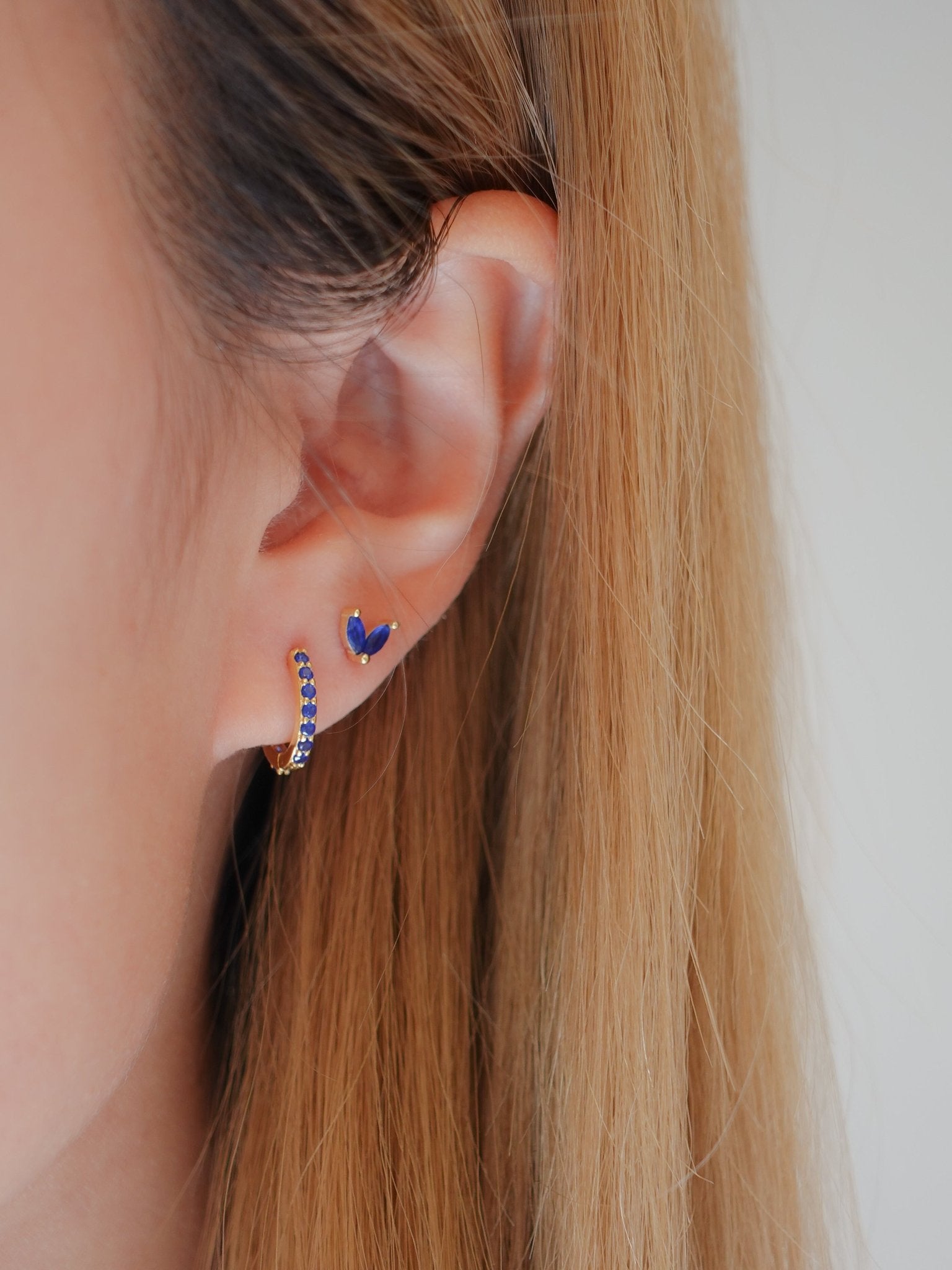 Blue Sprout Sterling Studs in Gold - Flaire & Co.