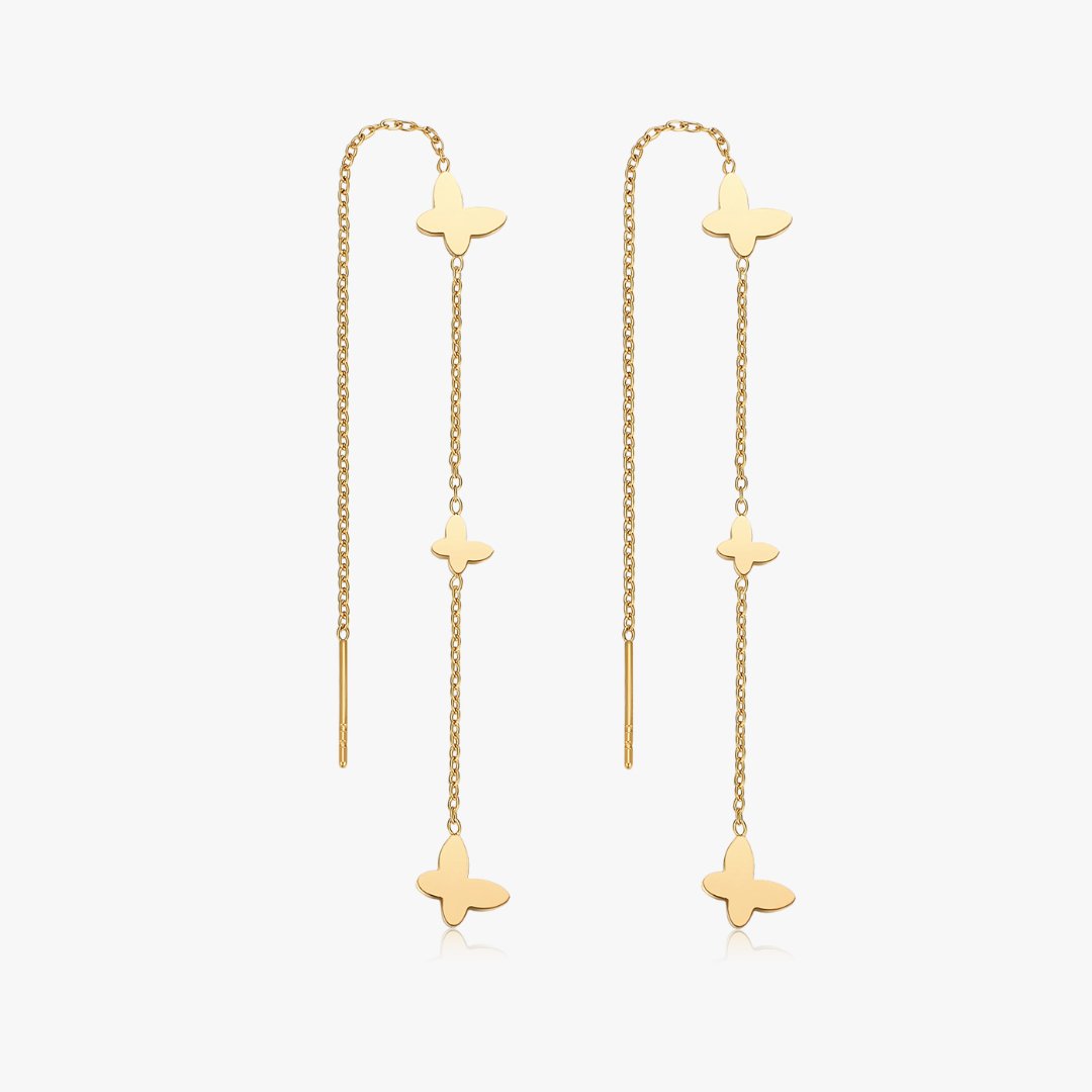 Butterfly Dreams Gold Long Threaders - Flaire & Co.