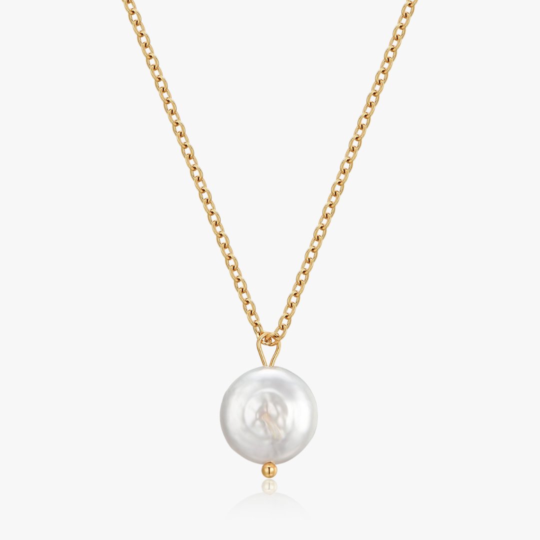 Button Pearl Necklace in Gold - Flaire & Co.