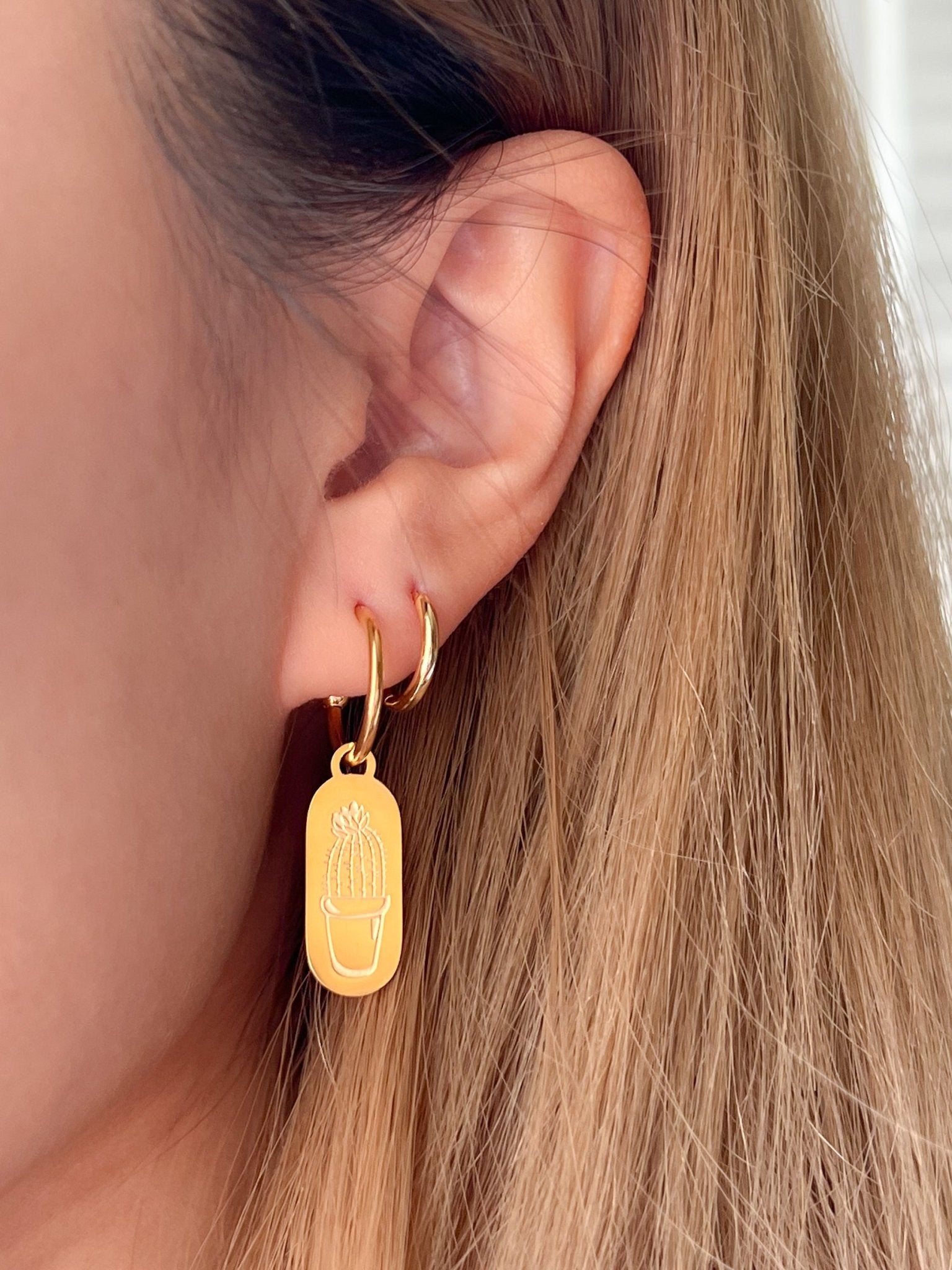 Cactus Gold Hoops (Nature’s Divinity Collection) - Flaire & Co.