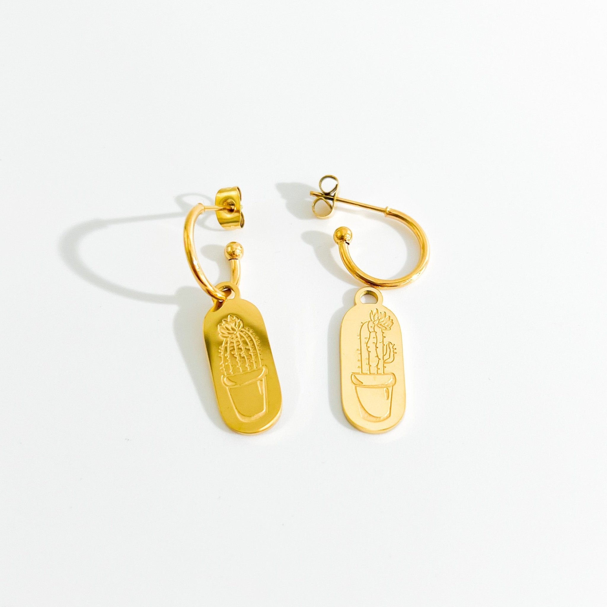 Cactus Gold Hoops (Nature’s Divinity Collection) - Flaire & Co.