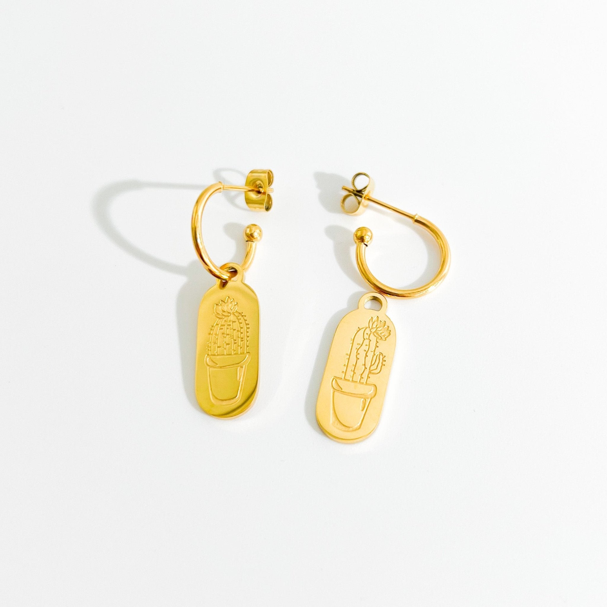 Cactus Gold Hoops (Nature’s Divinity Collection) - Flaire & Co.
