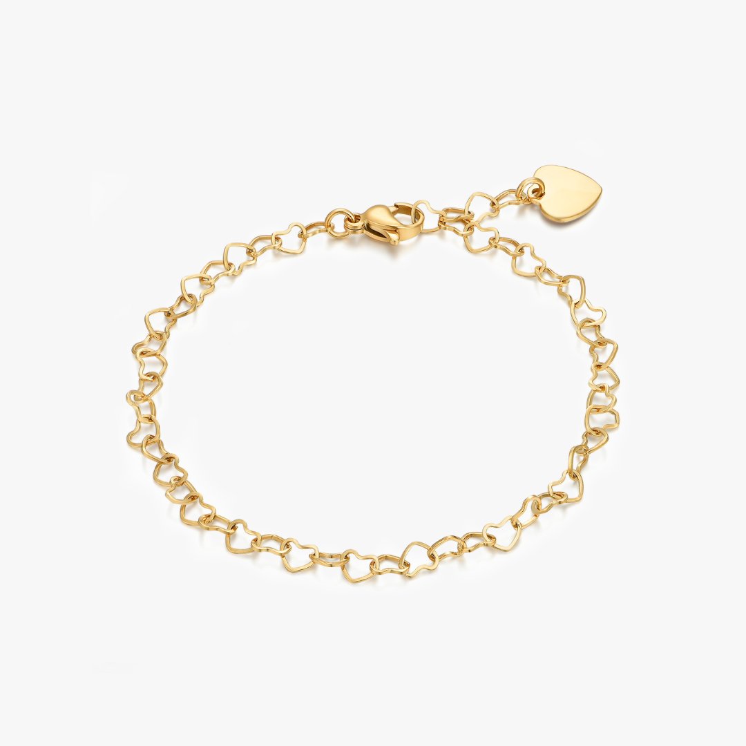 Celia Heart Chain Bracelet in Gold - Flaire & Co.
