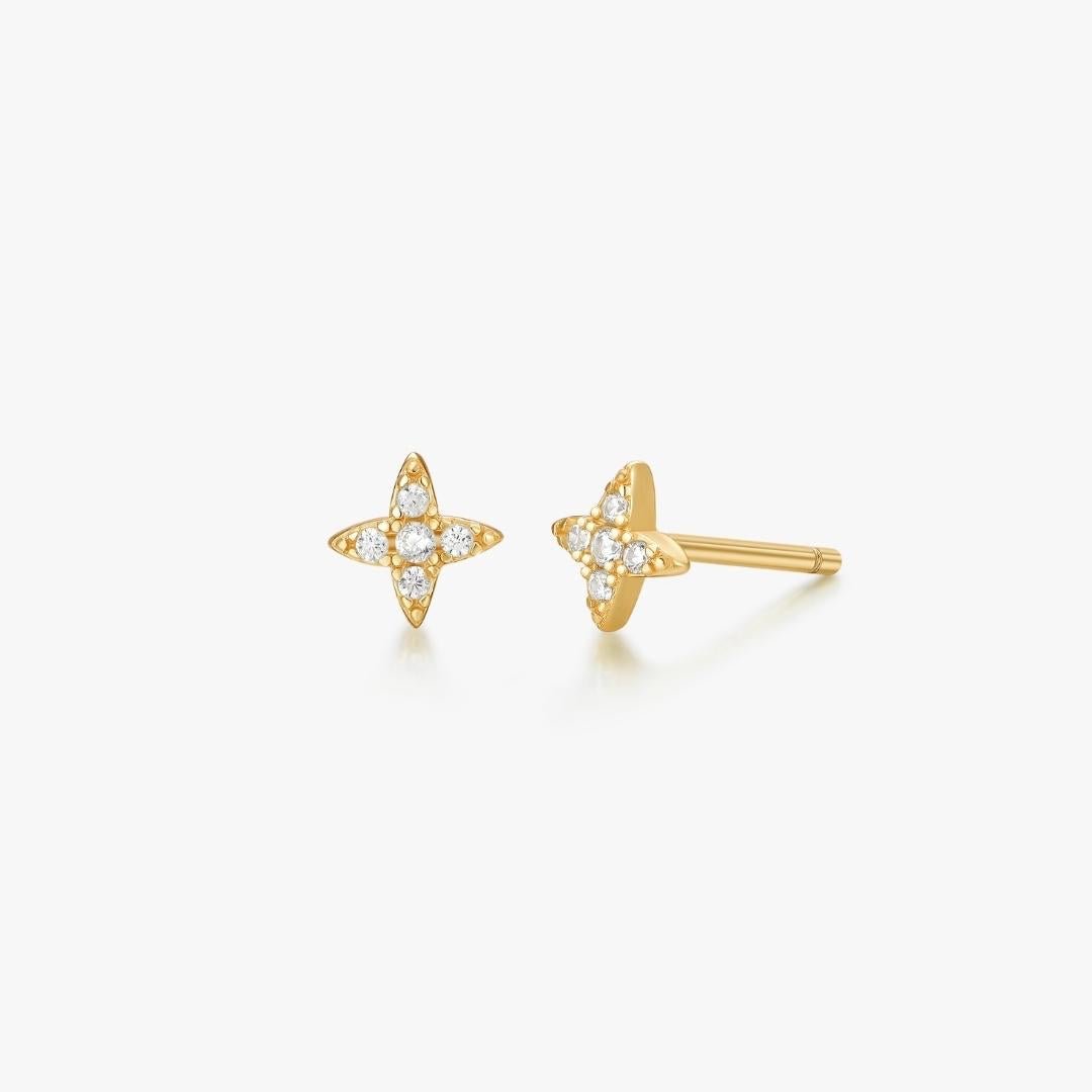Clear Gem Estrella Studs in Gold - Flaire & Co.