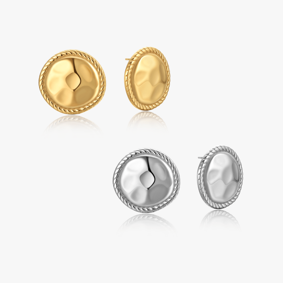 Cleo Textured Bold Disk Earrings - Flaire & Co.