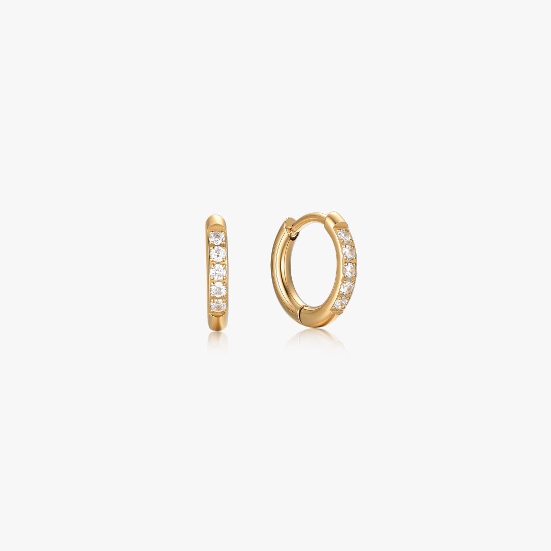 Crystal Huggie Gold Hoops - Flaire & Co.