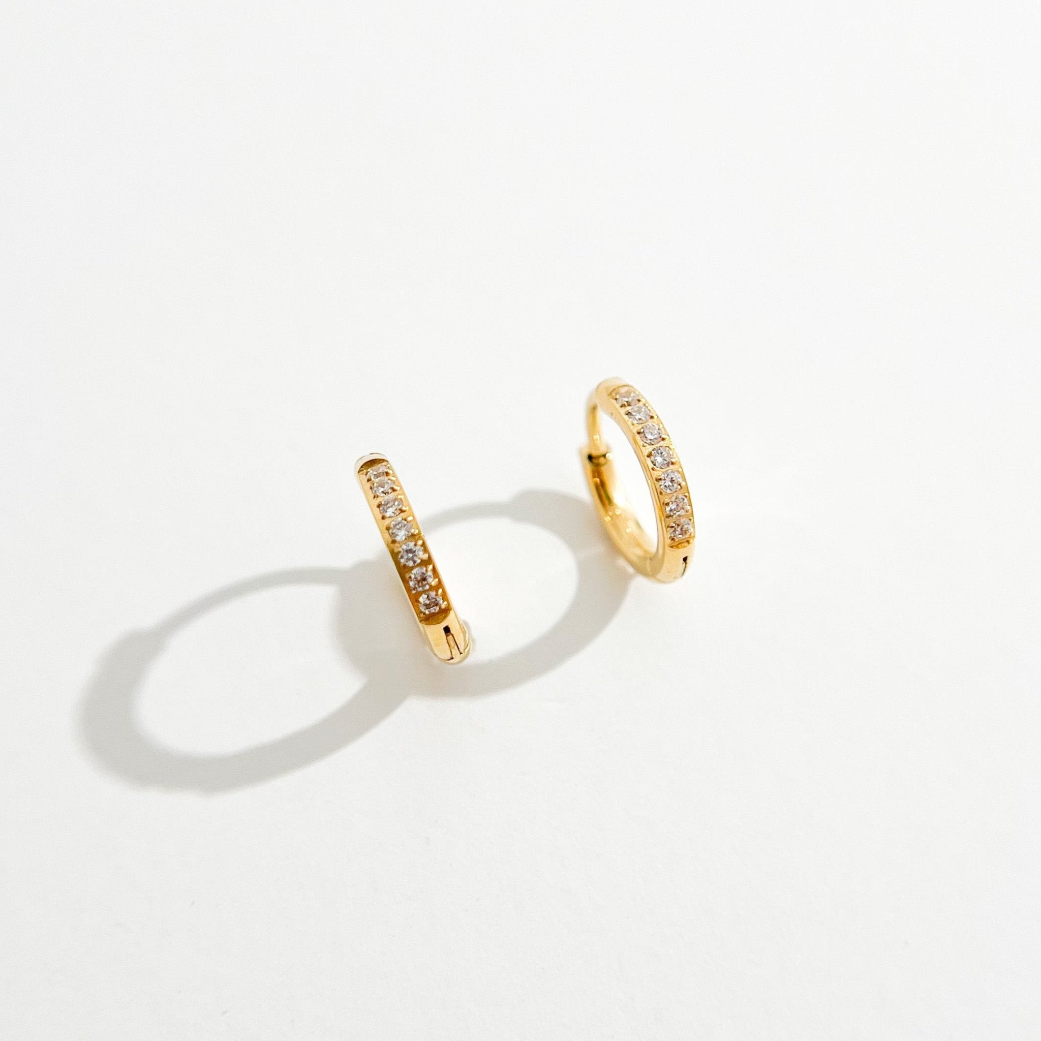 Crystal Huggie Gold Hoops - Flaire & Co.