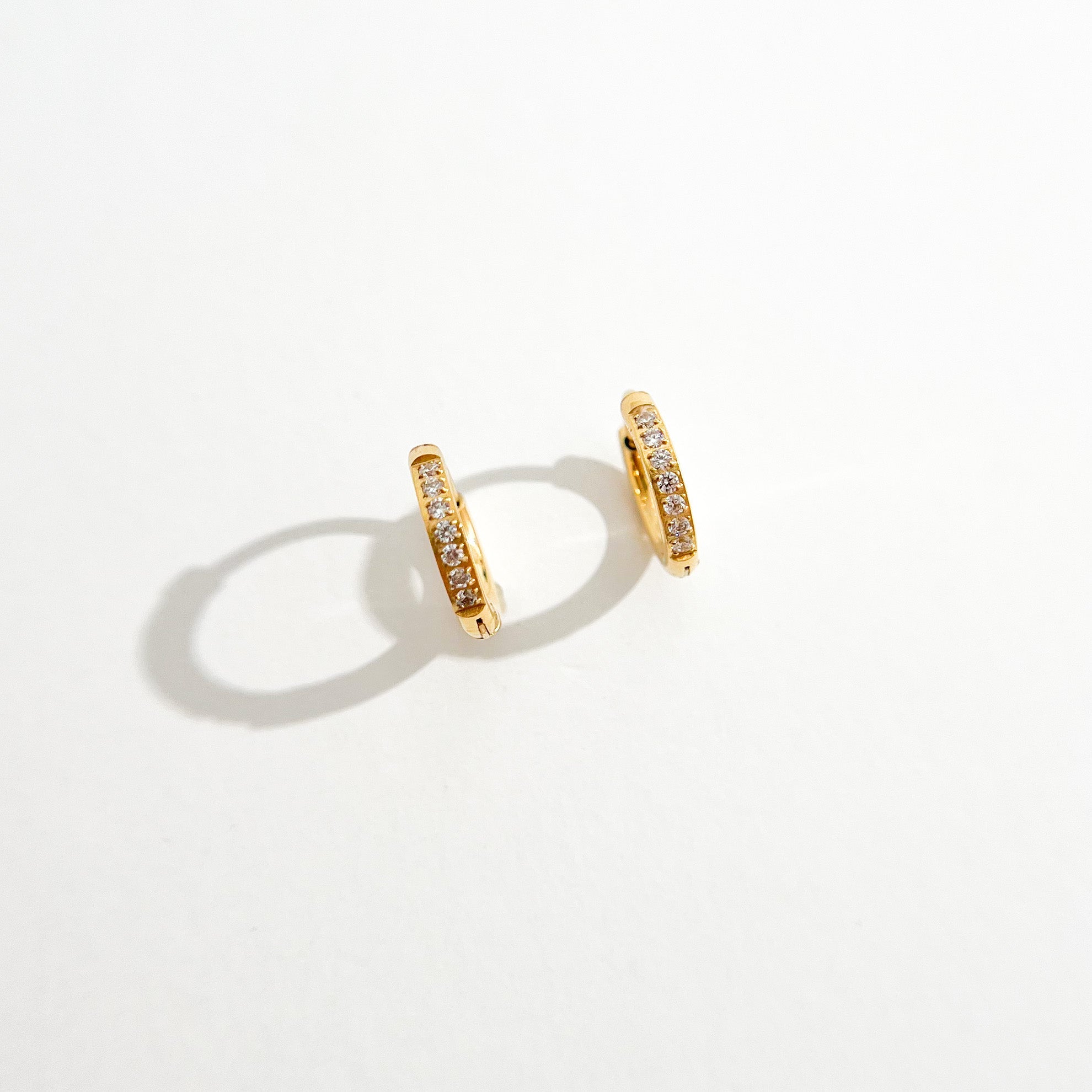 Crystal Huggie Gold Hoops - Flaire & Co.