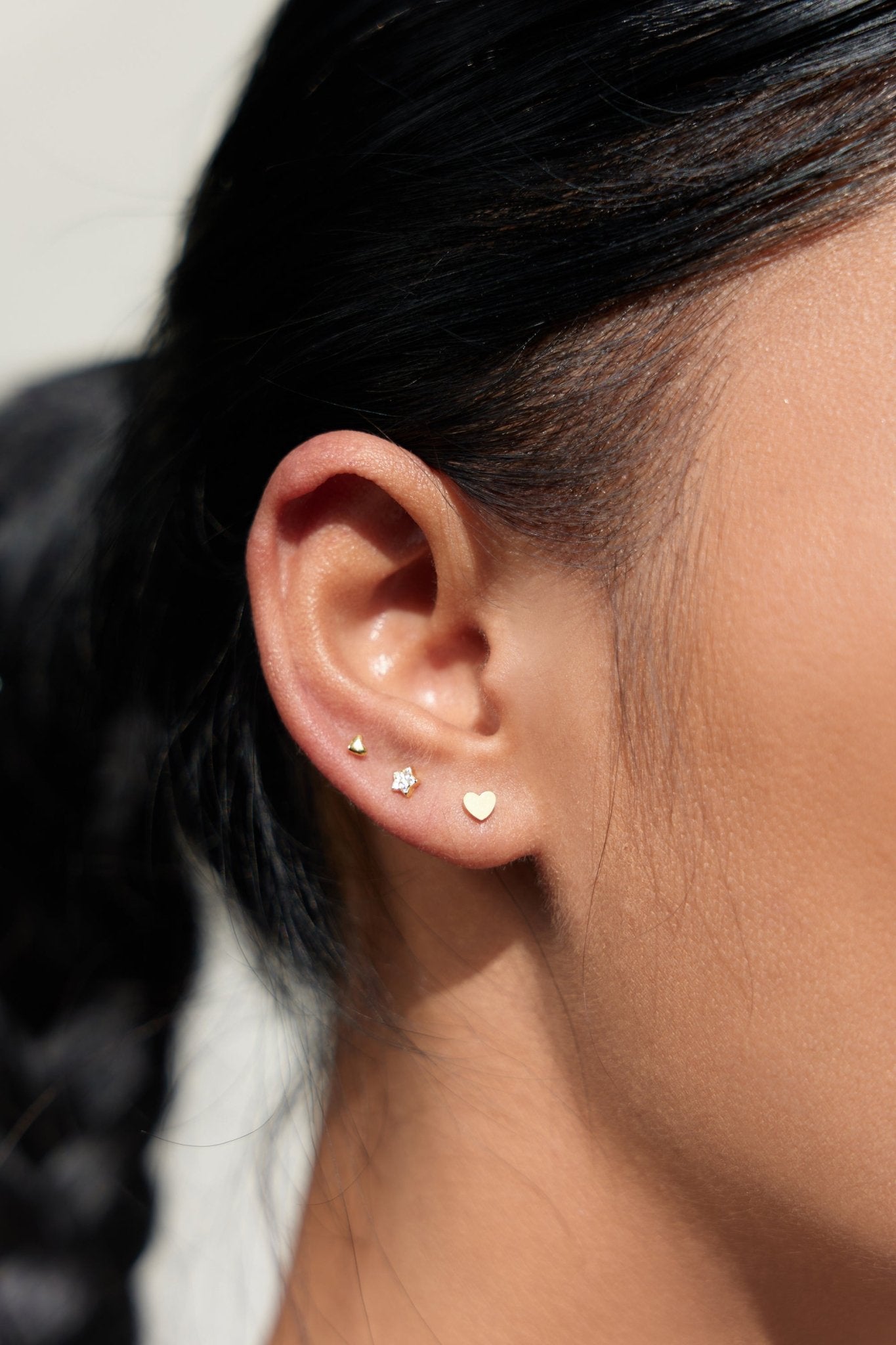 Crystal Moon + Star Sterling Studs in Gold - Flaire & Co.