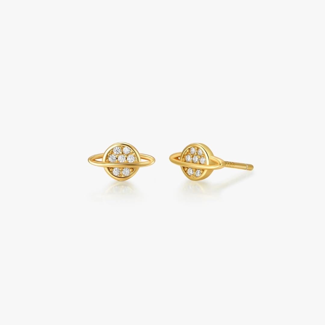 Crystal Saturn Studs in Gold - Flaire & Co.