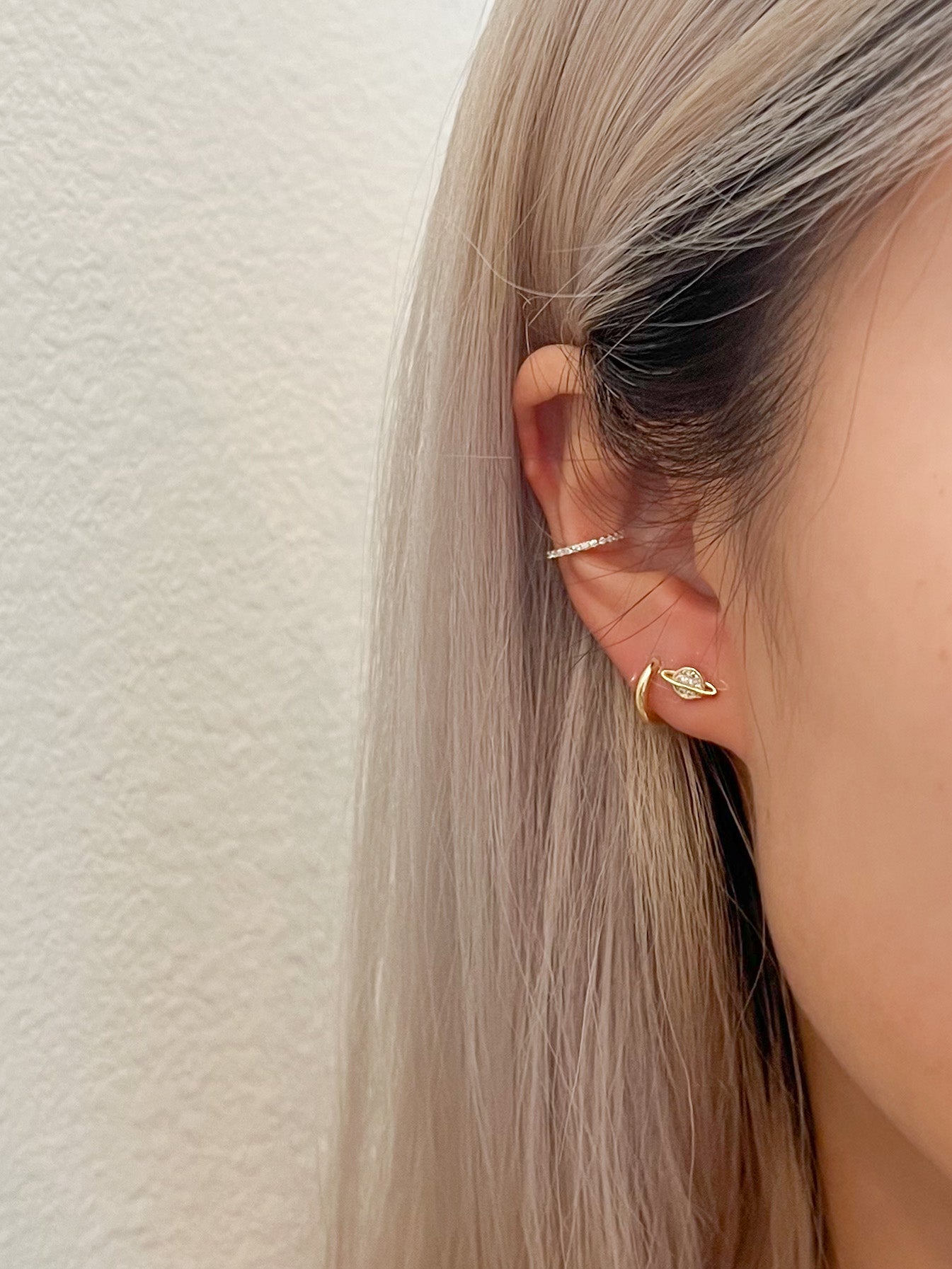 Crystal Saturn Studs in Gold - Flaire & Co.