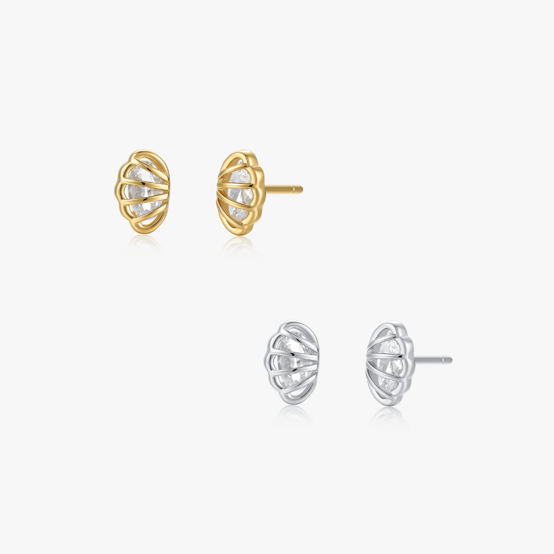 Crystal Shell Studs - Flaire & Co.