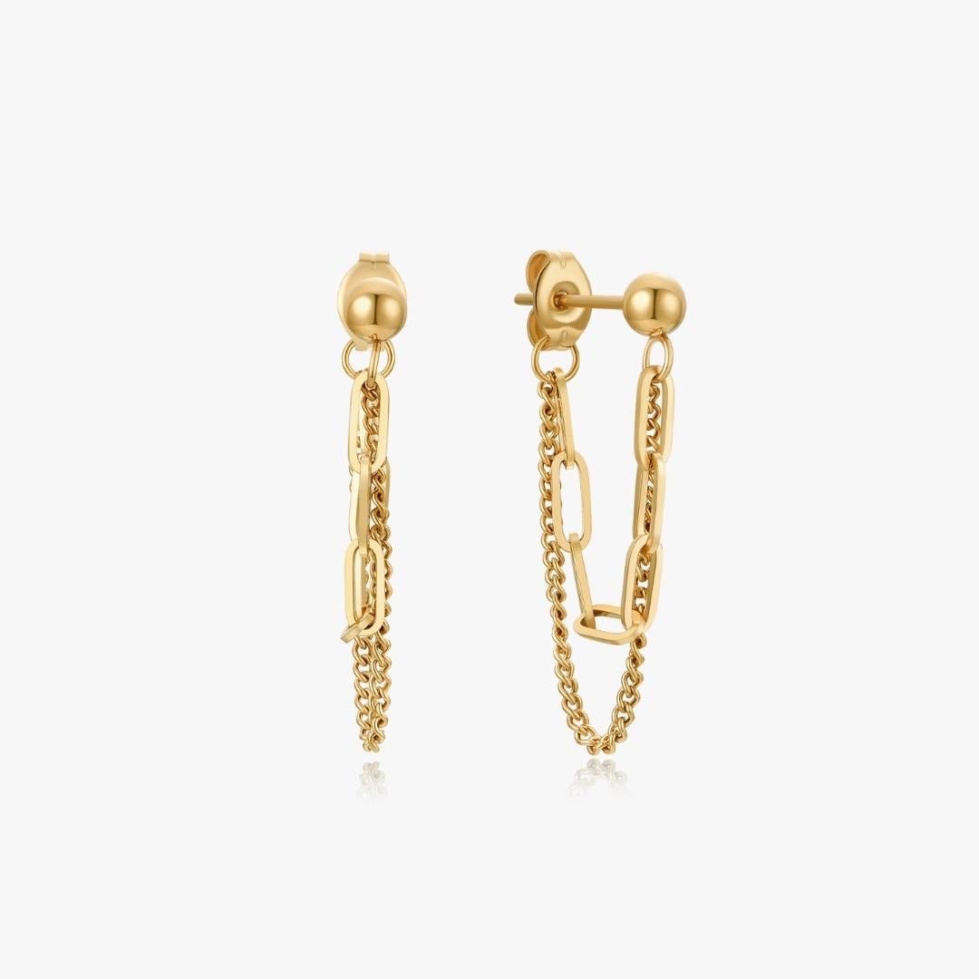 Cynthia Gold Chains Earrings - Flaire & Co.
