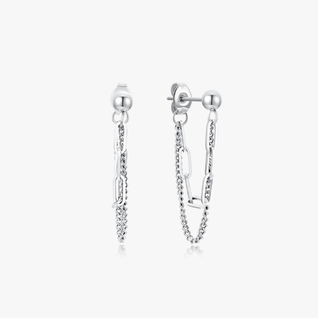 Cynthia Silver Chains Earrings - Flaire & Co.