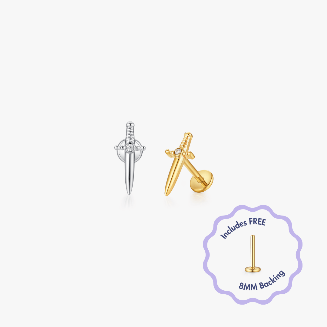 Dagger Titanium Flat Back Stud (Single) - Flaire & Co.
