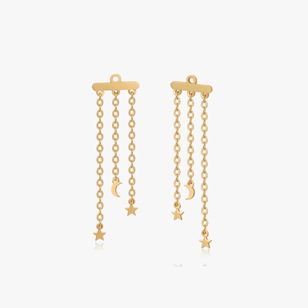 Dangling Star Stud Jacket in Gold - Flaire & Co.