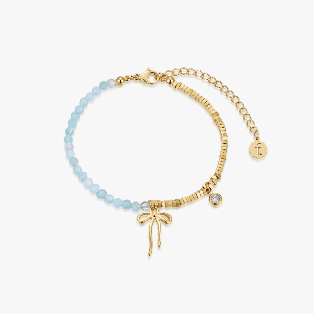 Dear Diary Bow Blue Gem Bracelet - Flaire & Co.