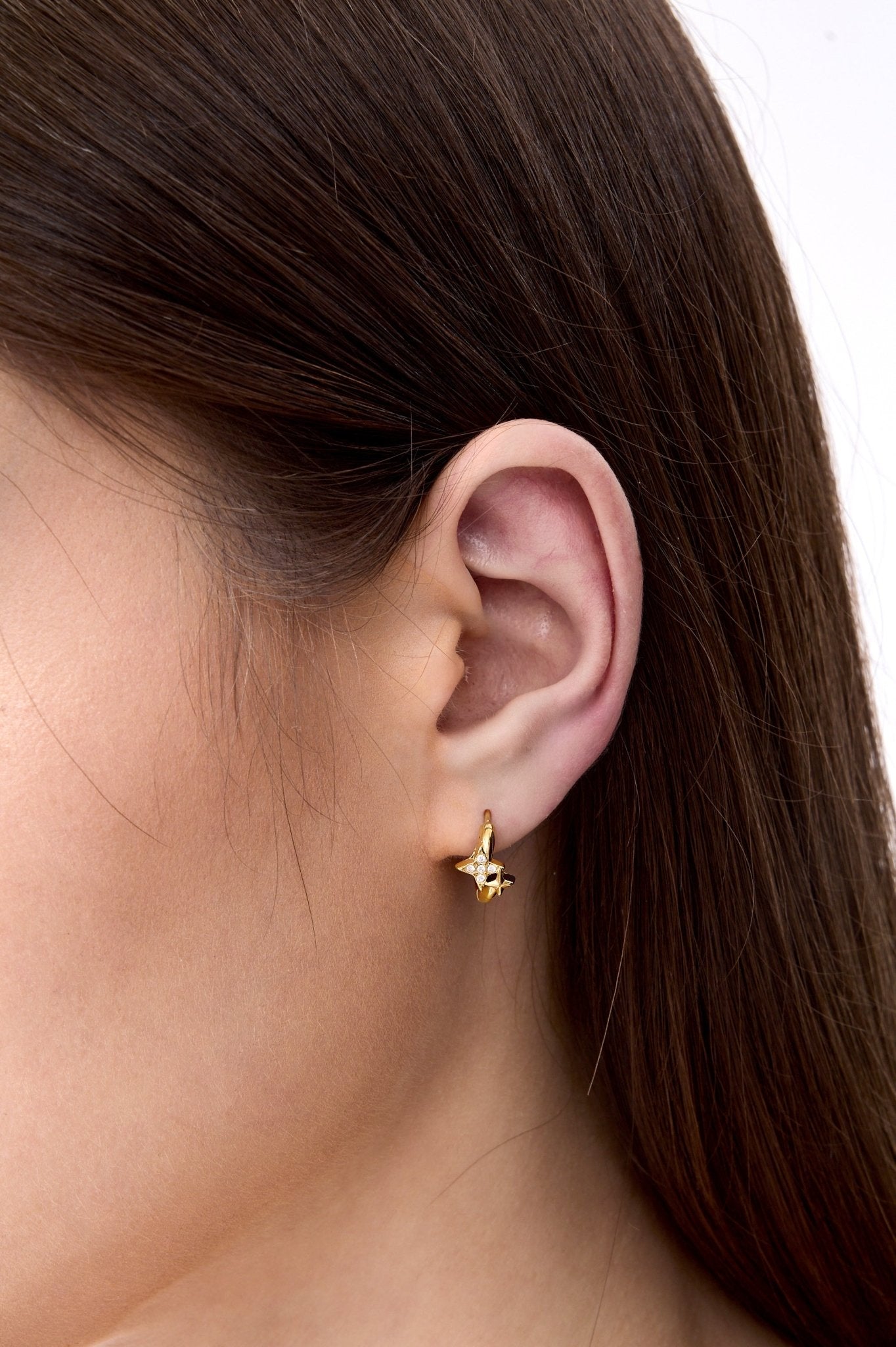 Estelle Double Star Mini Hoops - Flaire & Co.